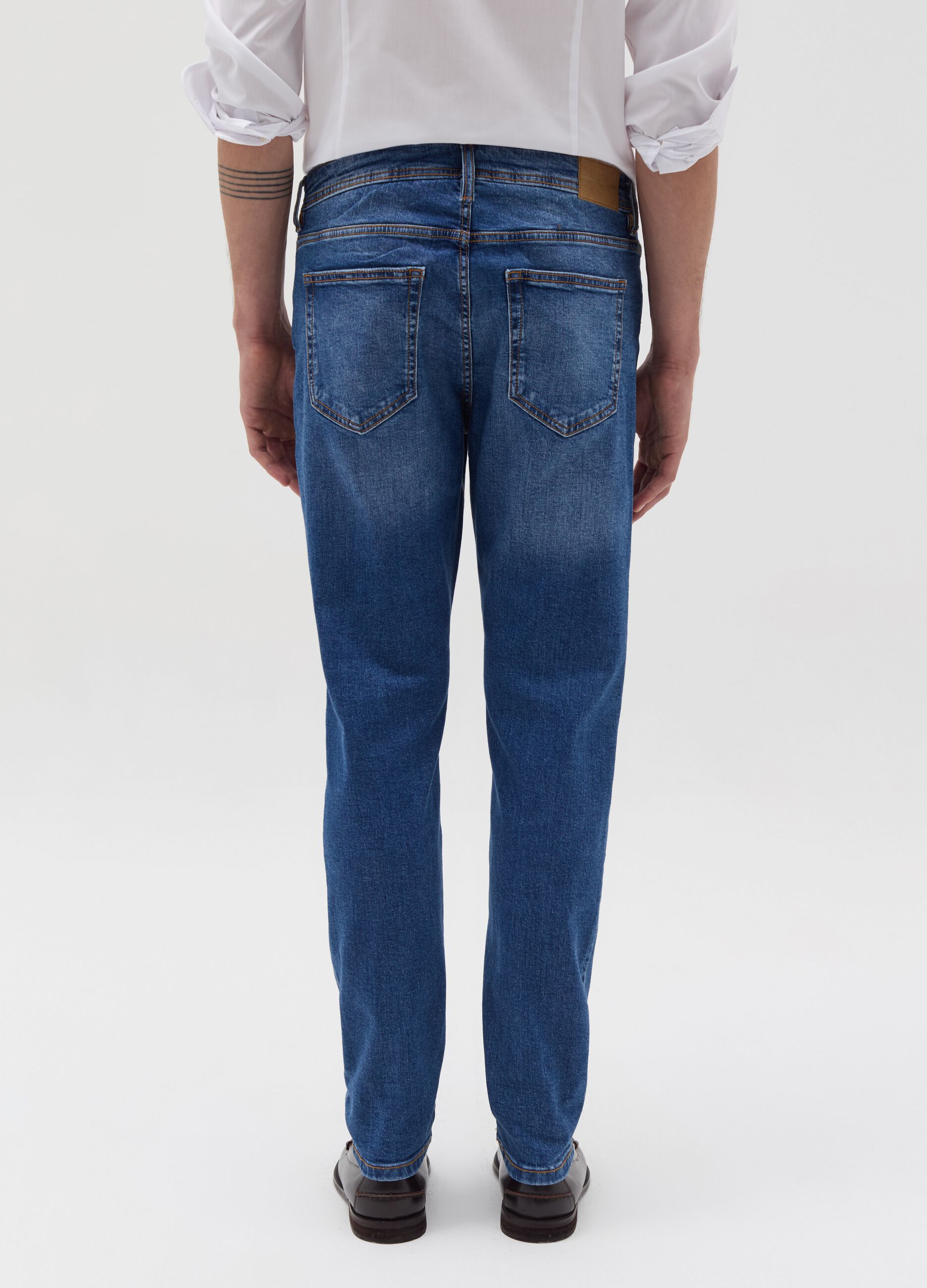 Skinny-fit jeans with fading