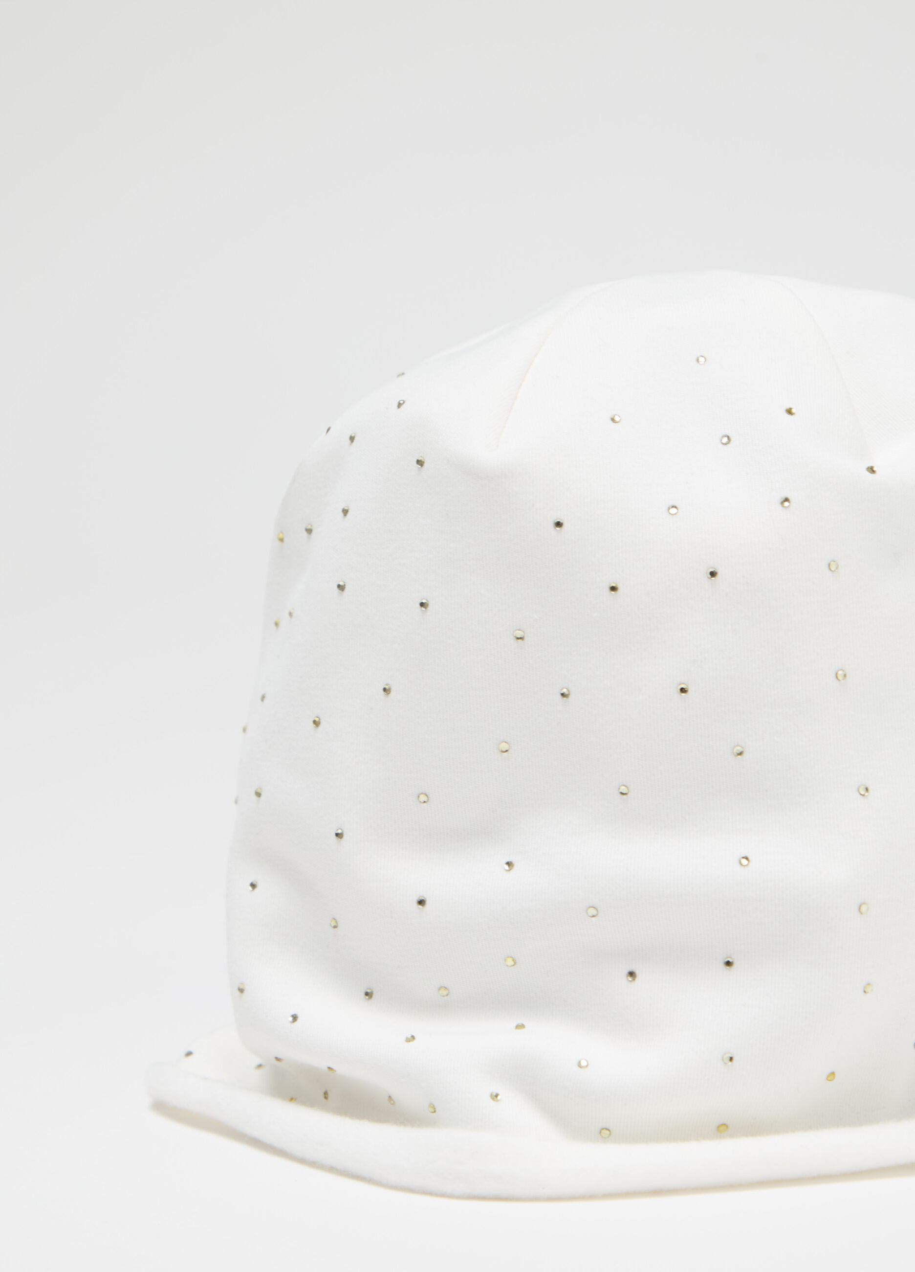 Organic cotton fleece hat with diamantés