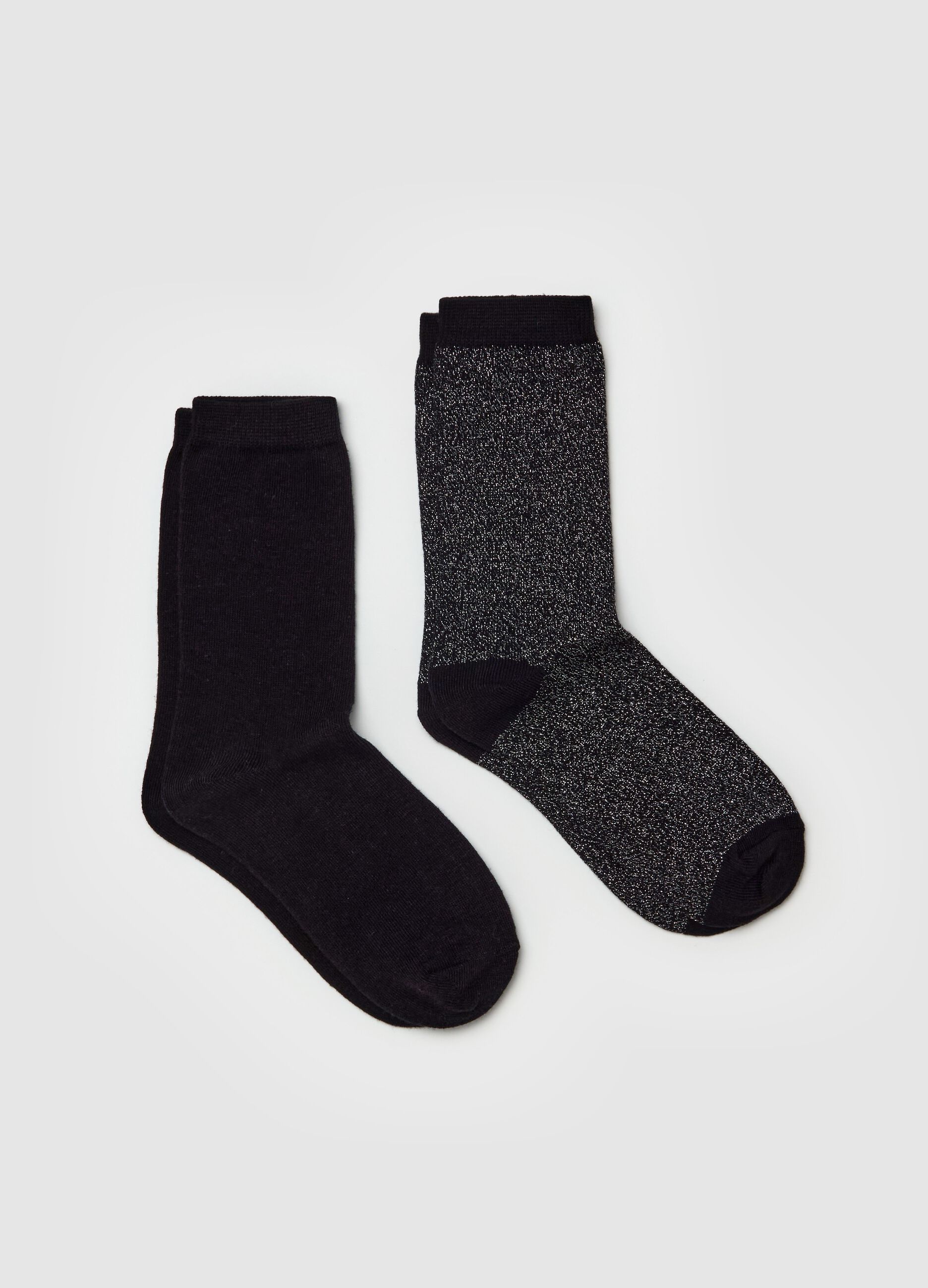 Two-pair pack short stretch socks with lurex