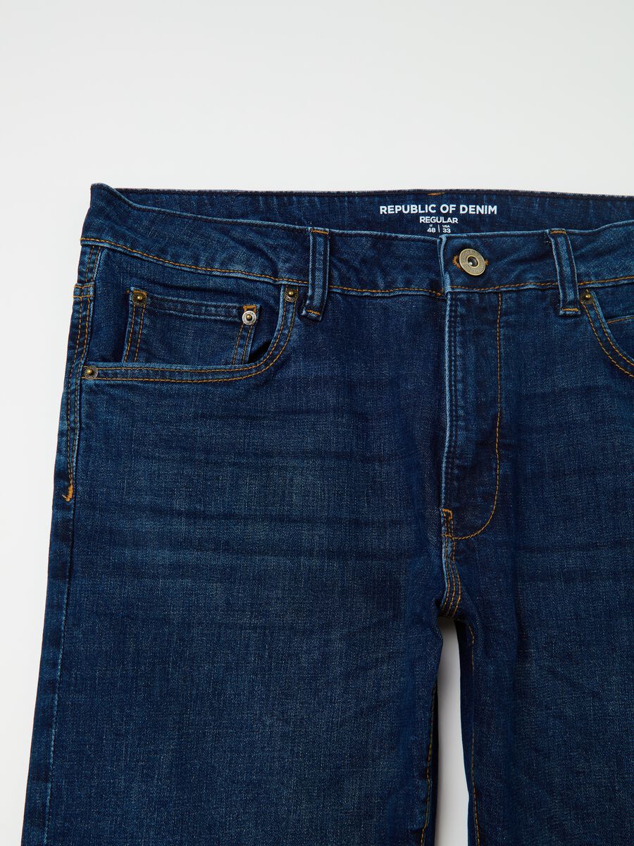 Regular-fit cross-hatch cotton jeans_5