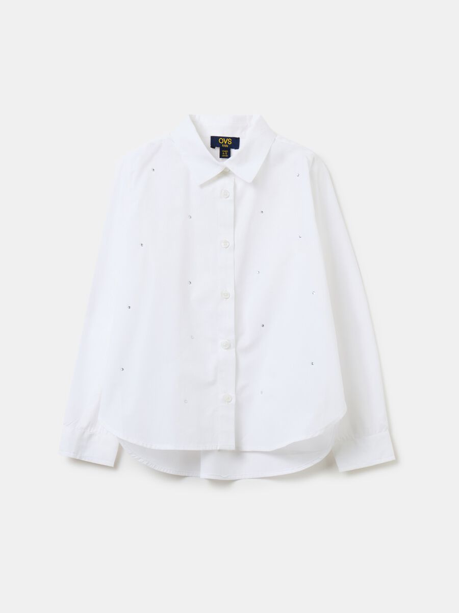 Cotton shirt with diamantés_0