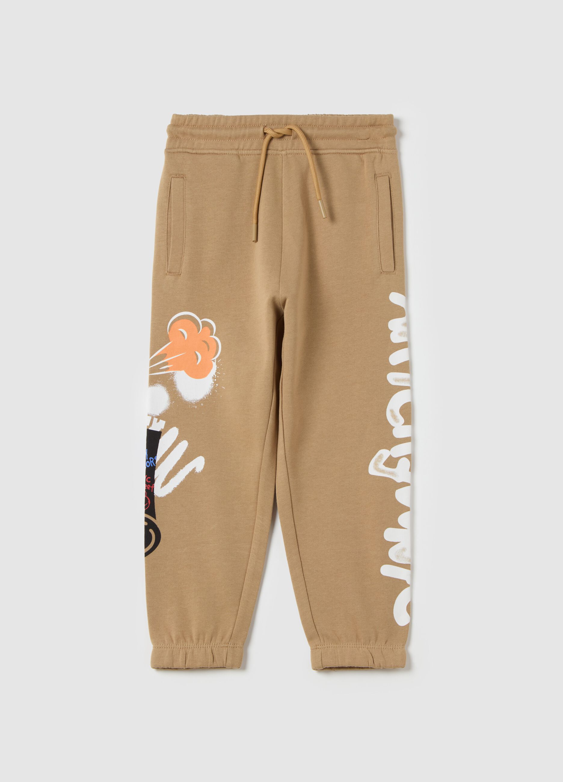 Joggers with graffiti print