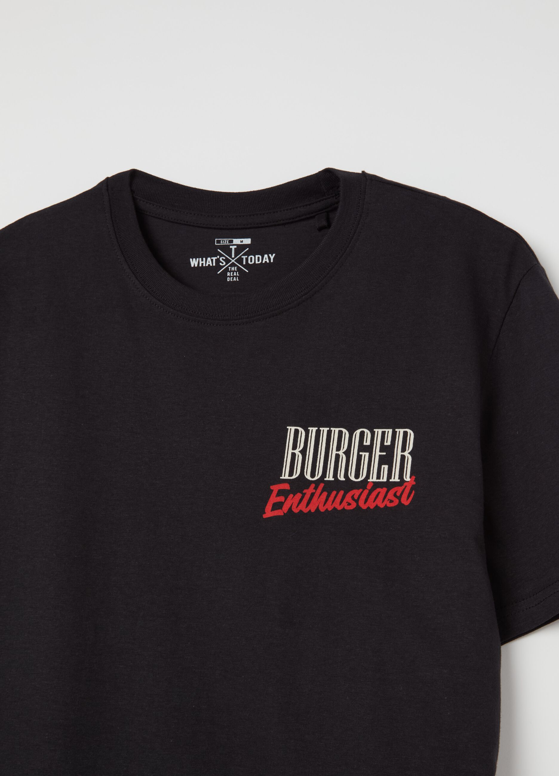 T-shirt with “Burger Enthusiast” print