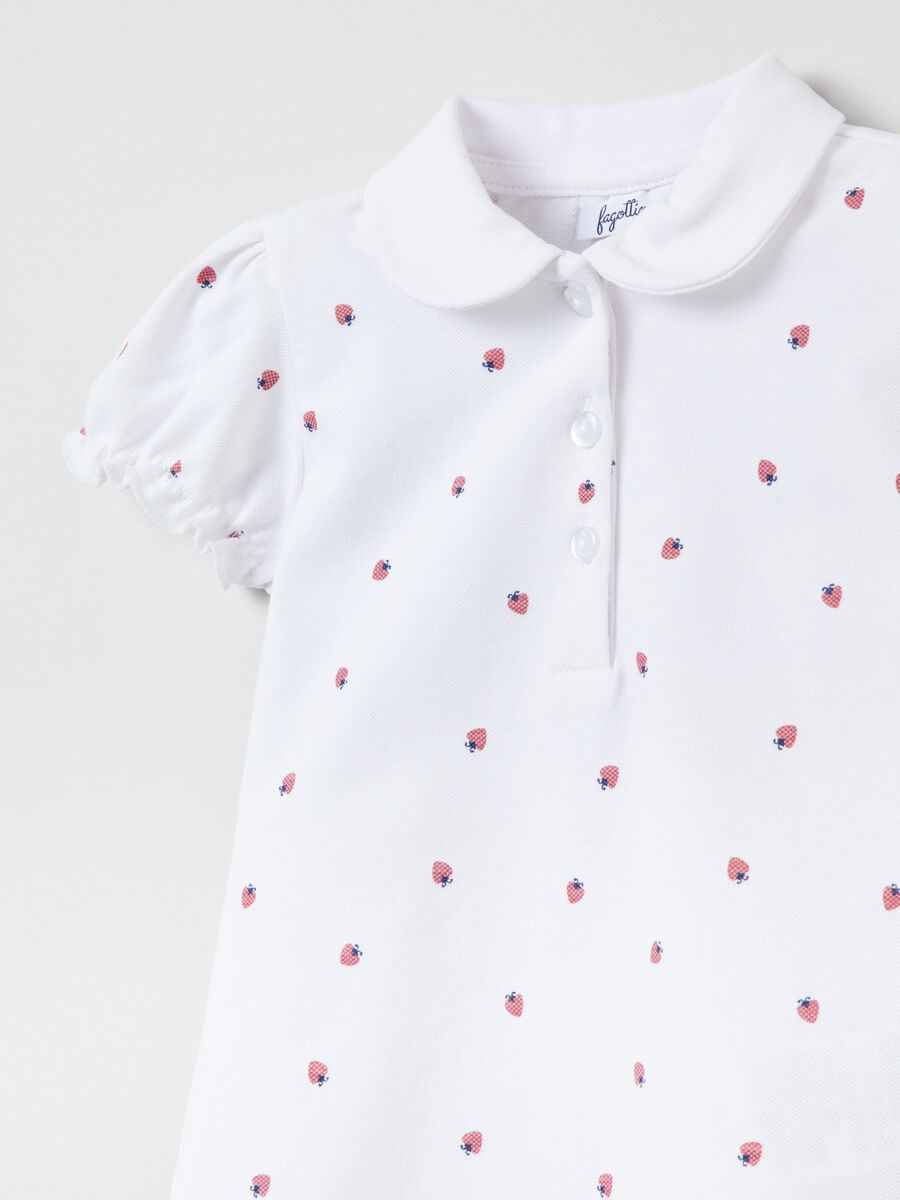 Pique polo shirt with strawberry print_2