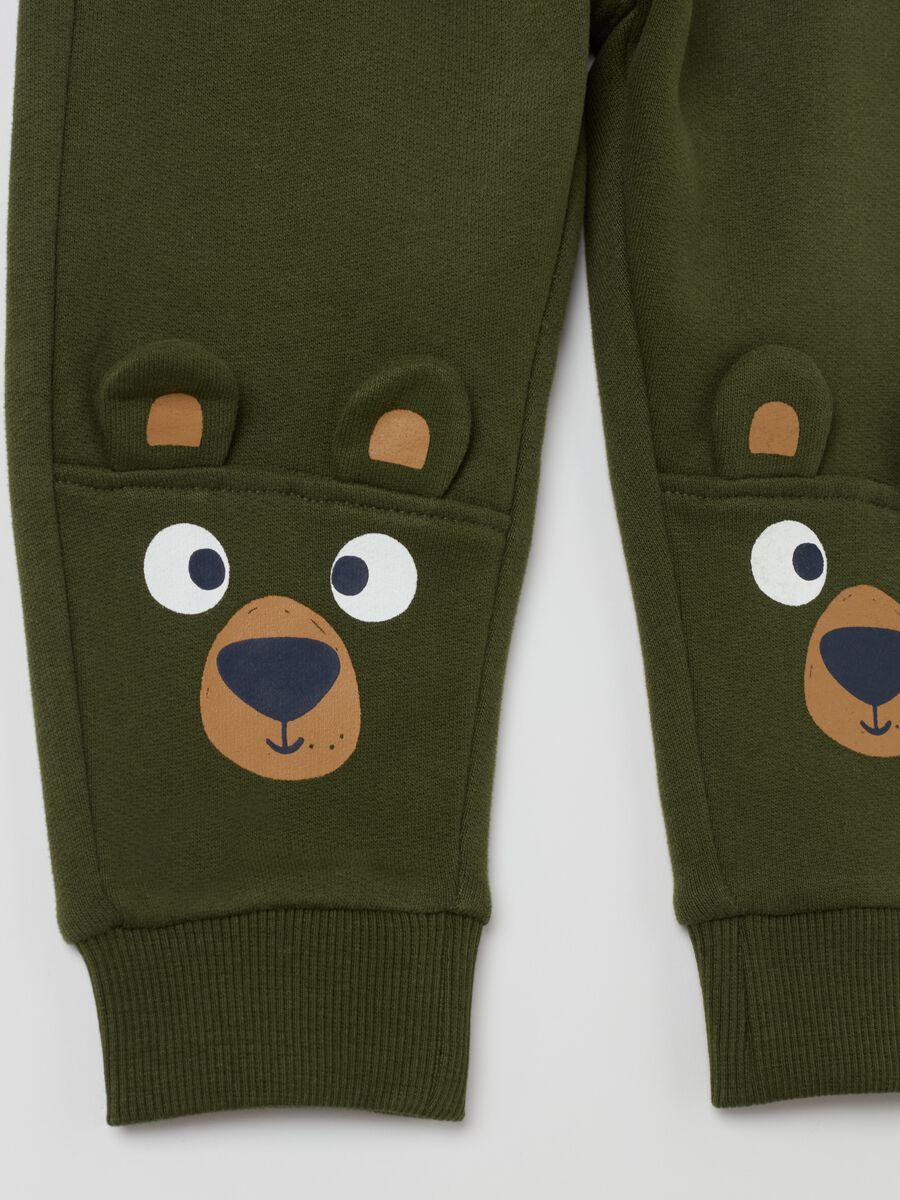 Fleece joggers with teddy bear print_3