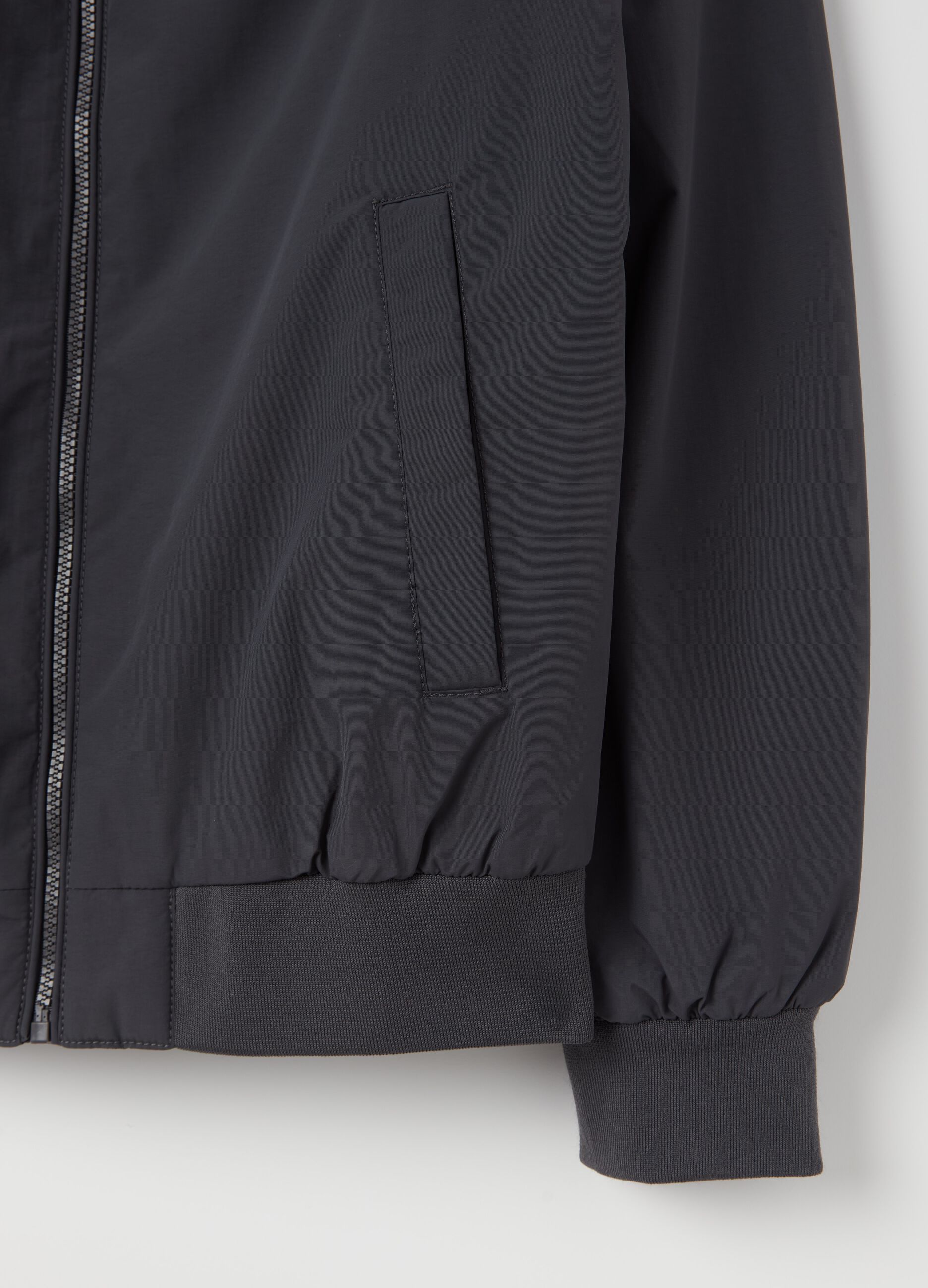 Full-zip bomber jacket with high neck