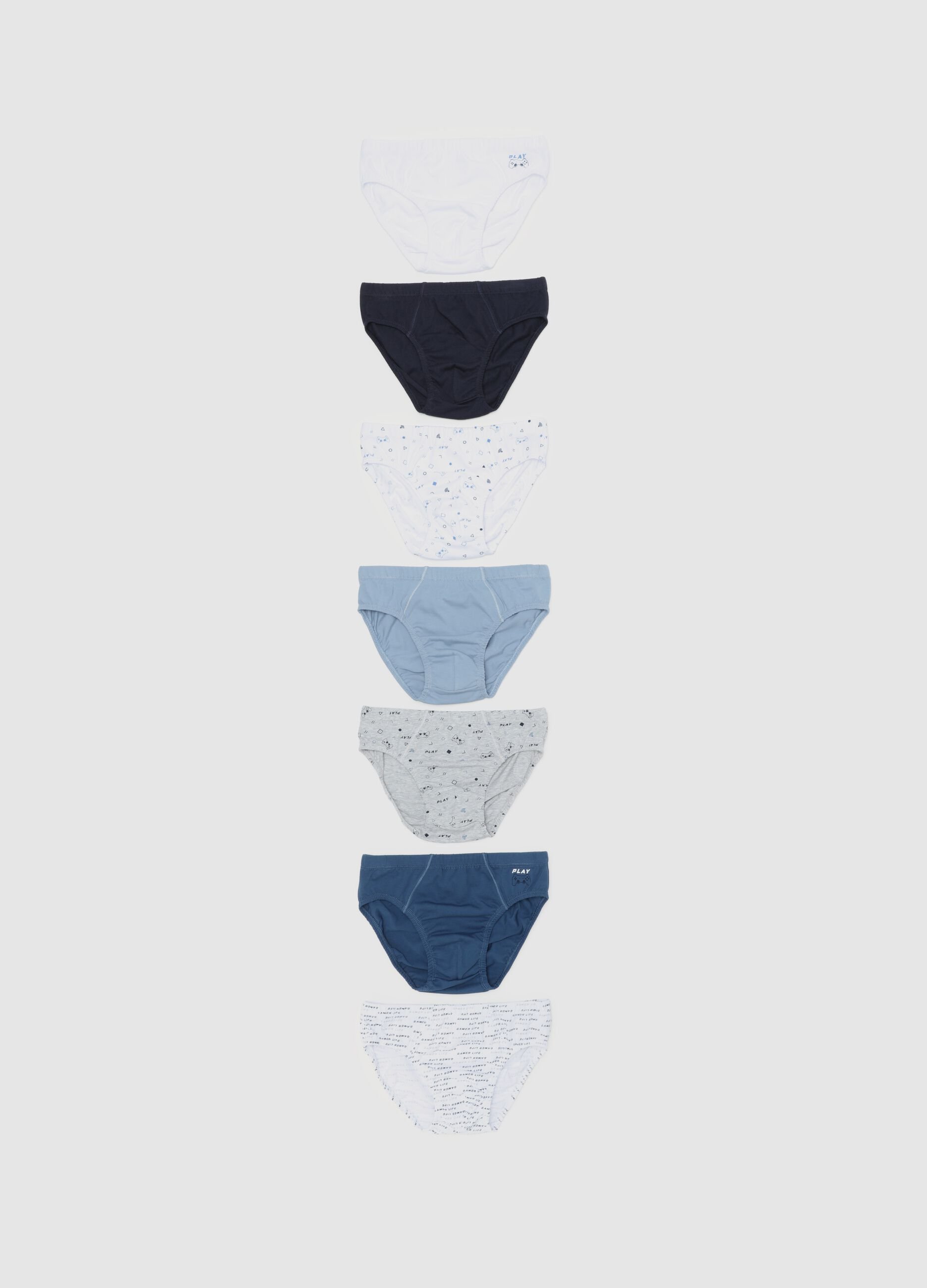 Seven-pack briefs in organic cotton with print