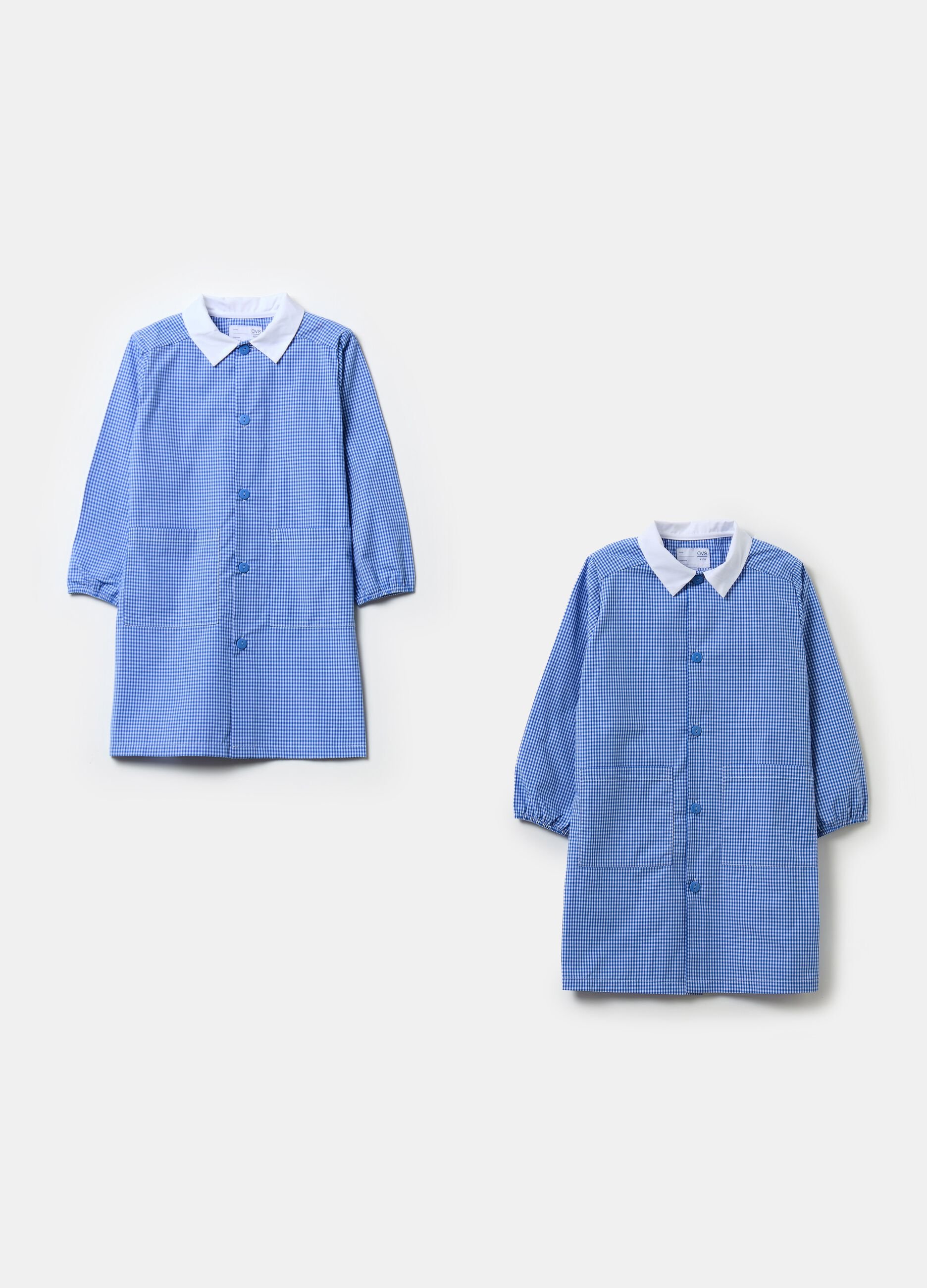 Two-pack gingham smocks with buttons