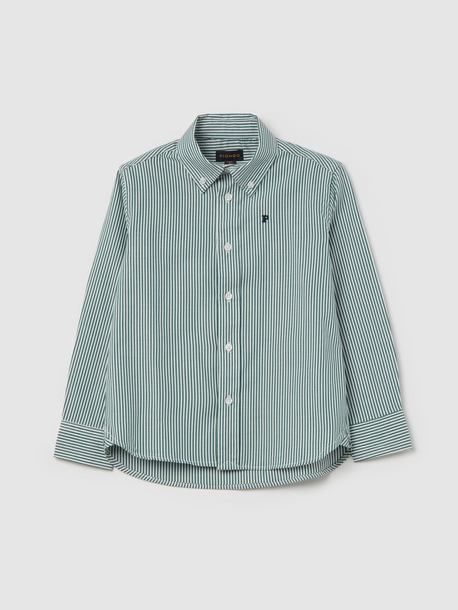 Camicia button-down a righe con ricamo logo_0