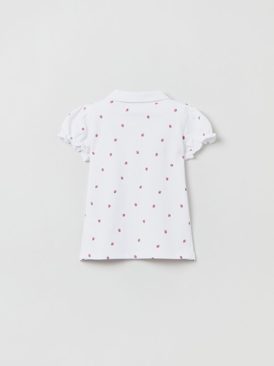 Pique polo shirt with strawberry print_1