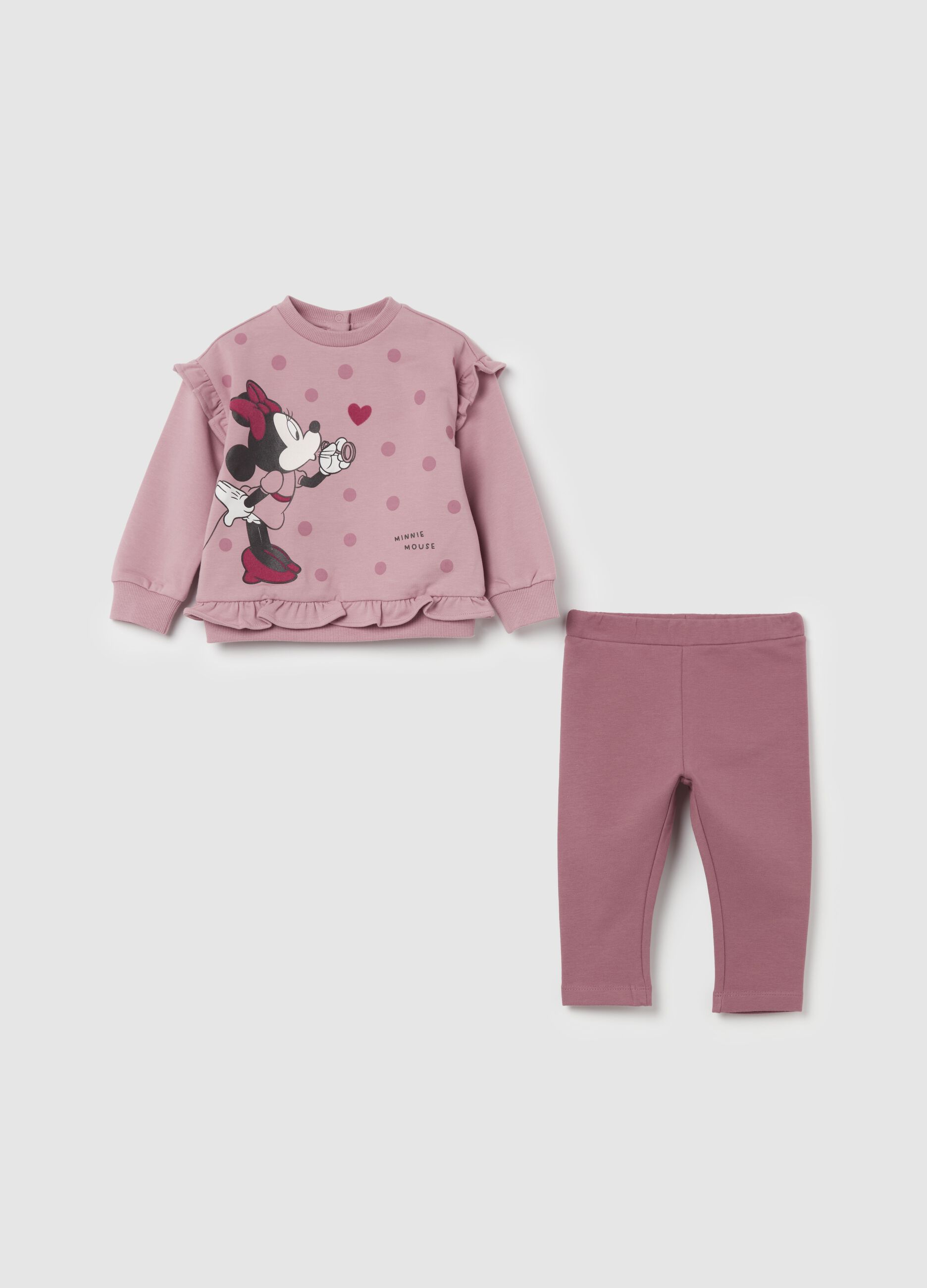 Jogging set in cotone bio stampa Minnie