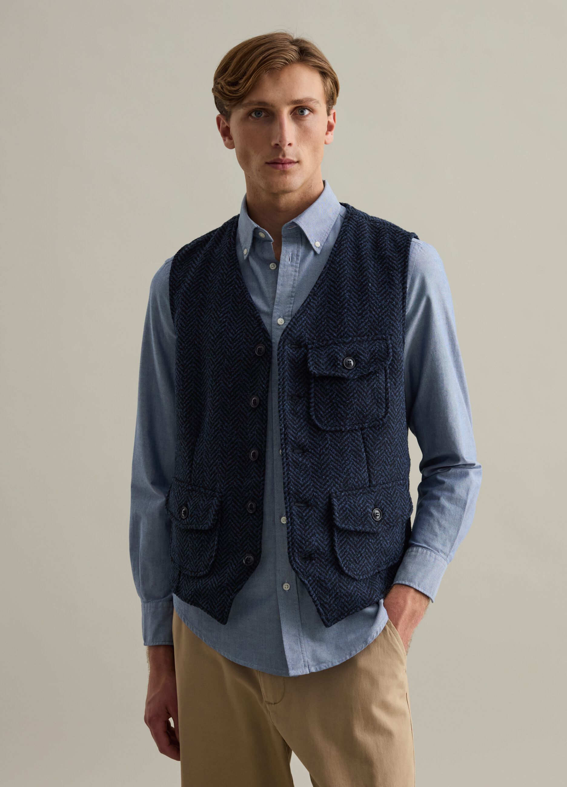 Gilet with herringbone design