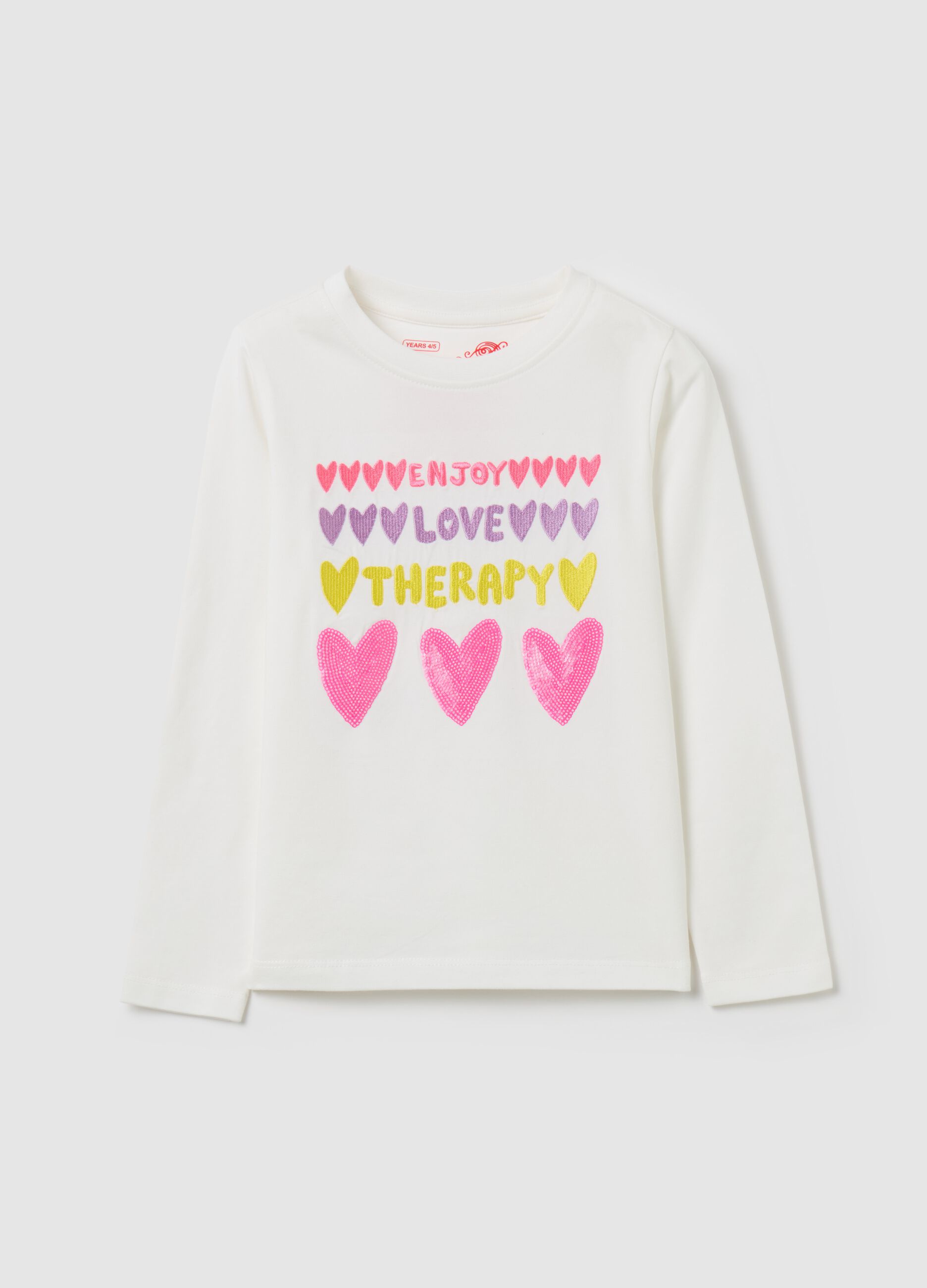 T-shirt con ricamo "Enjoy Love Therapy"