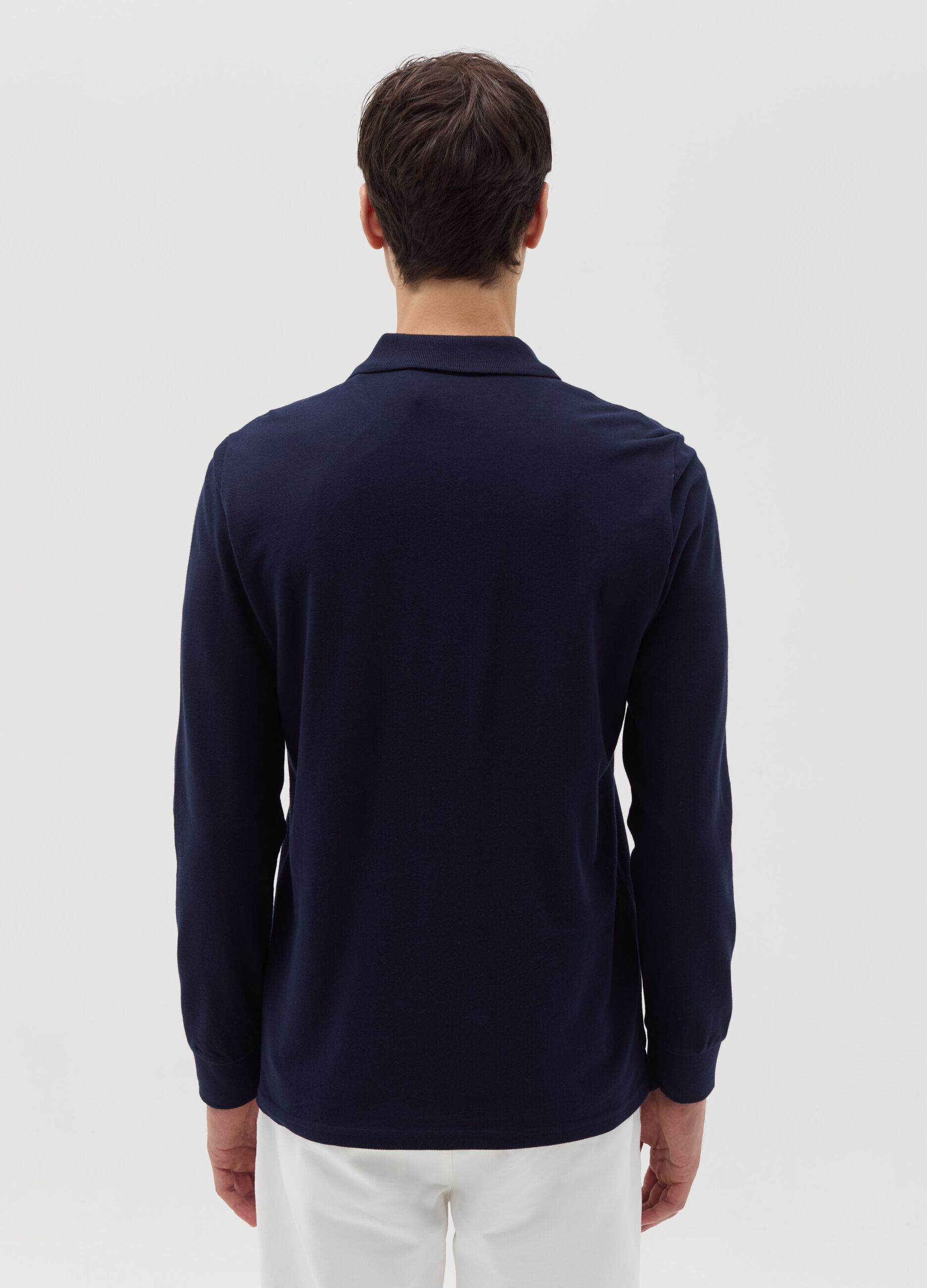 Cotton polo shirt with long sleeves