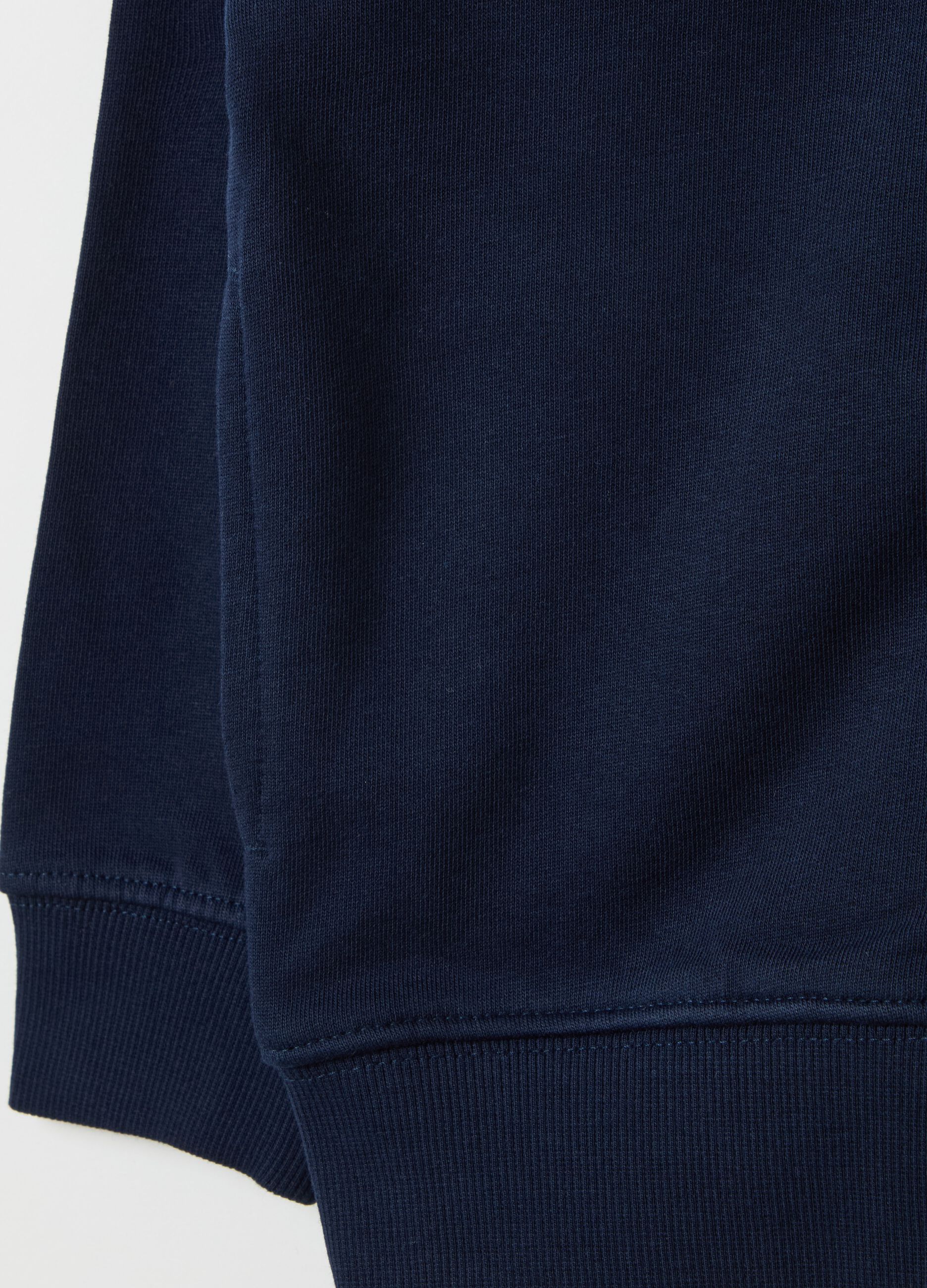 Full-zip sweatshirt in cotton with high neck