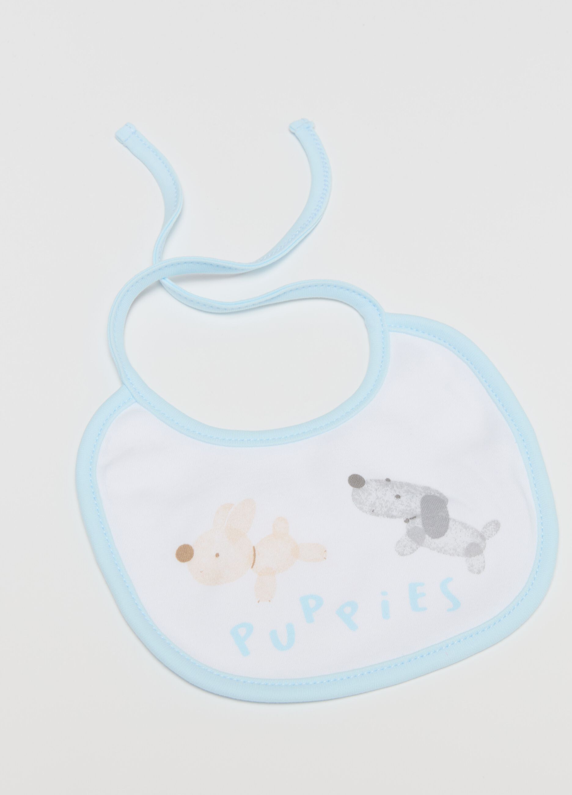 Two-pack bibs with puppies print