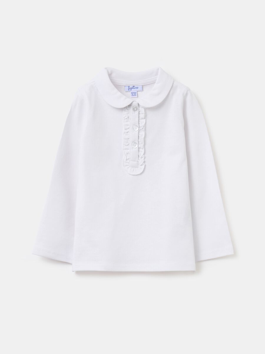 Piquet polo shirt with frills_0