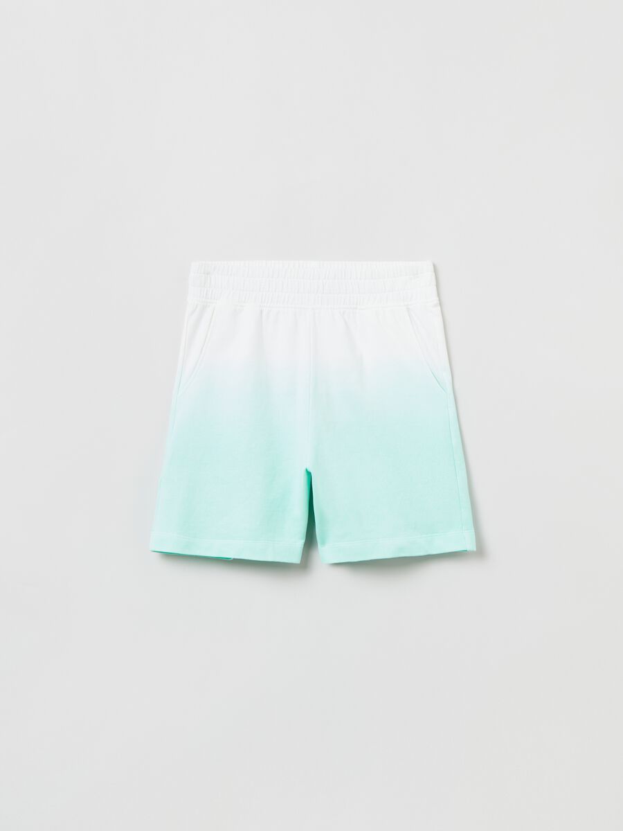 Cotton shorts with dip-dye pattern_0