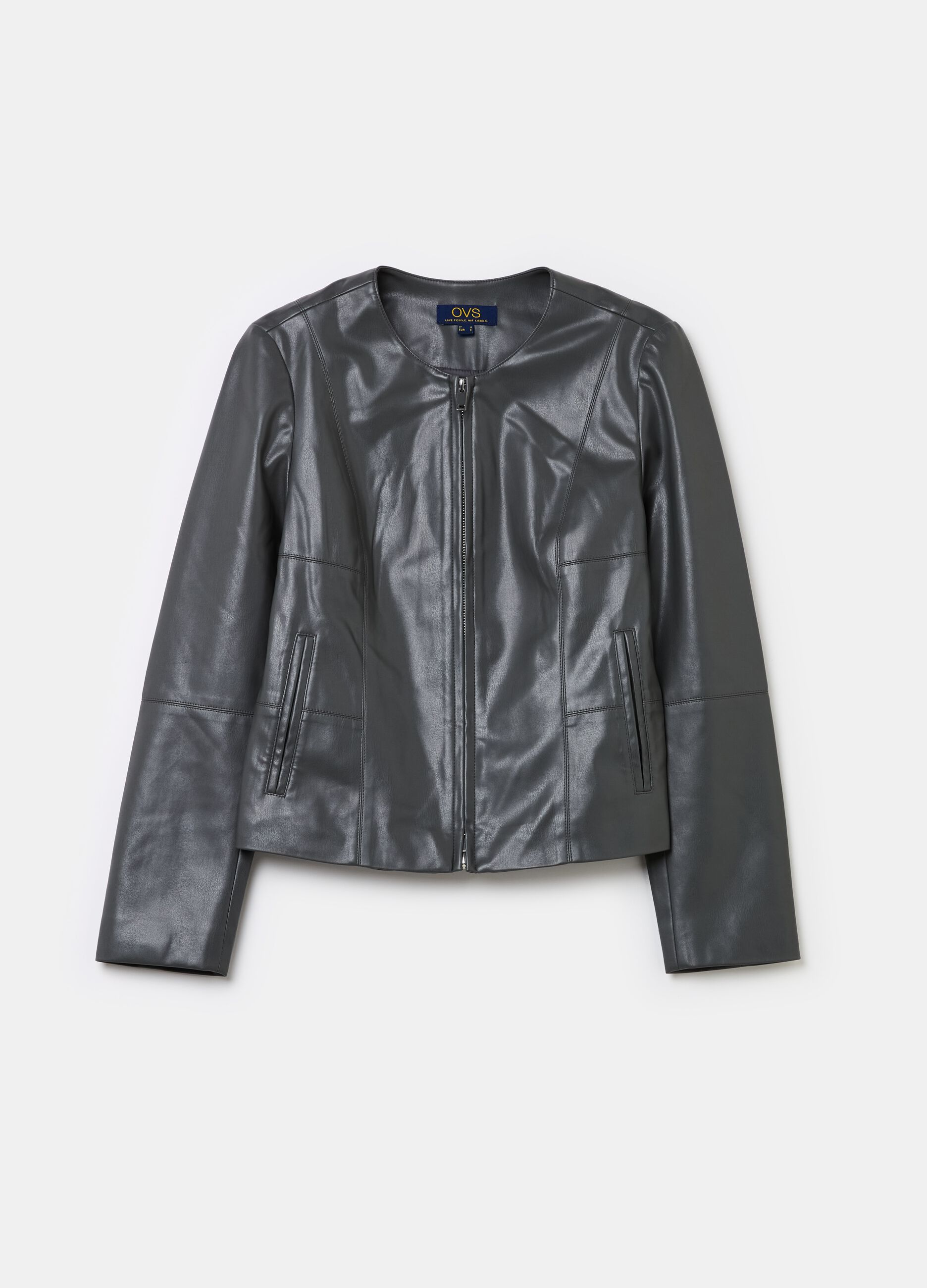 Biker jacket with shiny effect