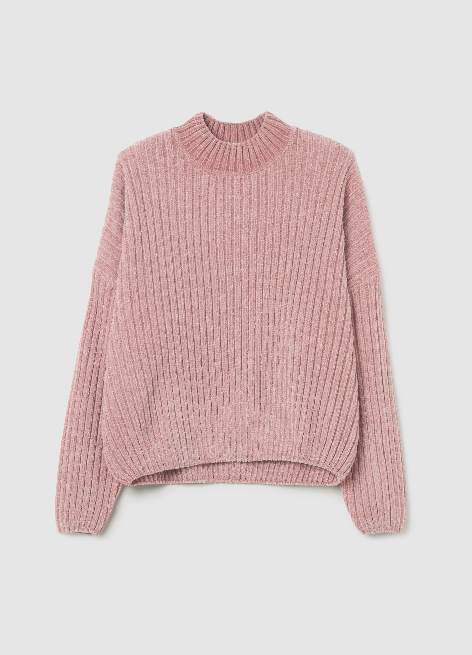 Chenille pullover with mock neck