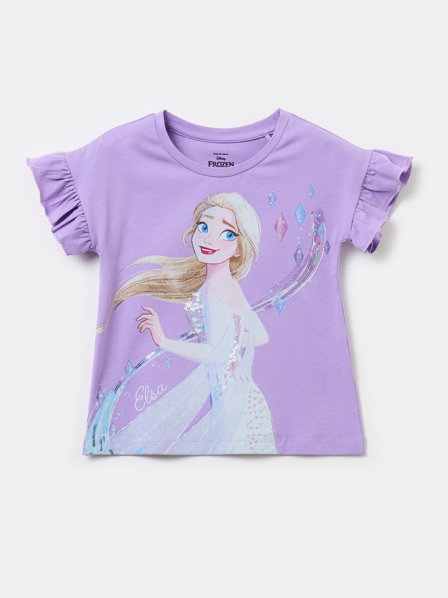 T-shirt with sequins and Elsa print_0