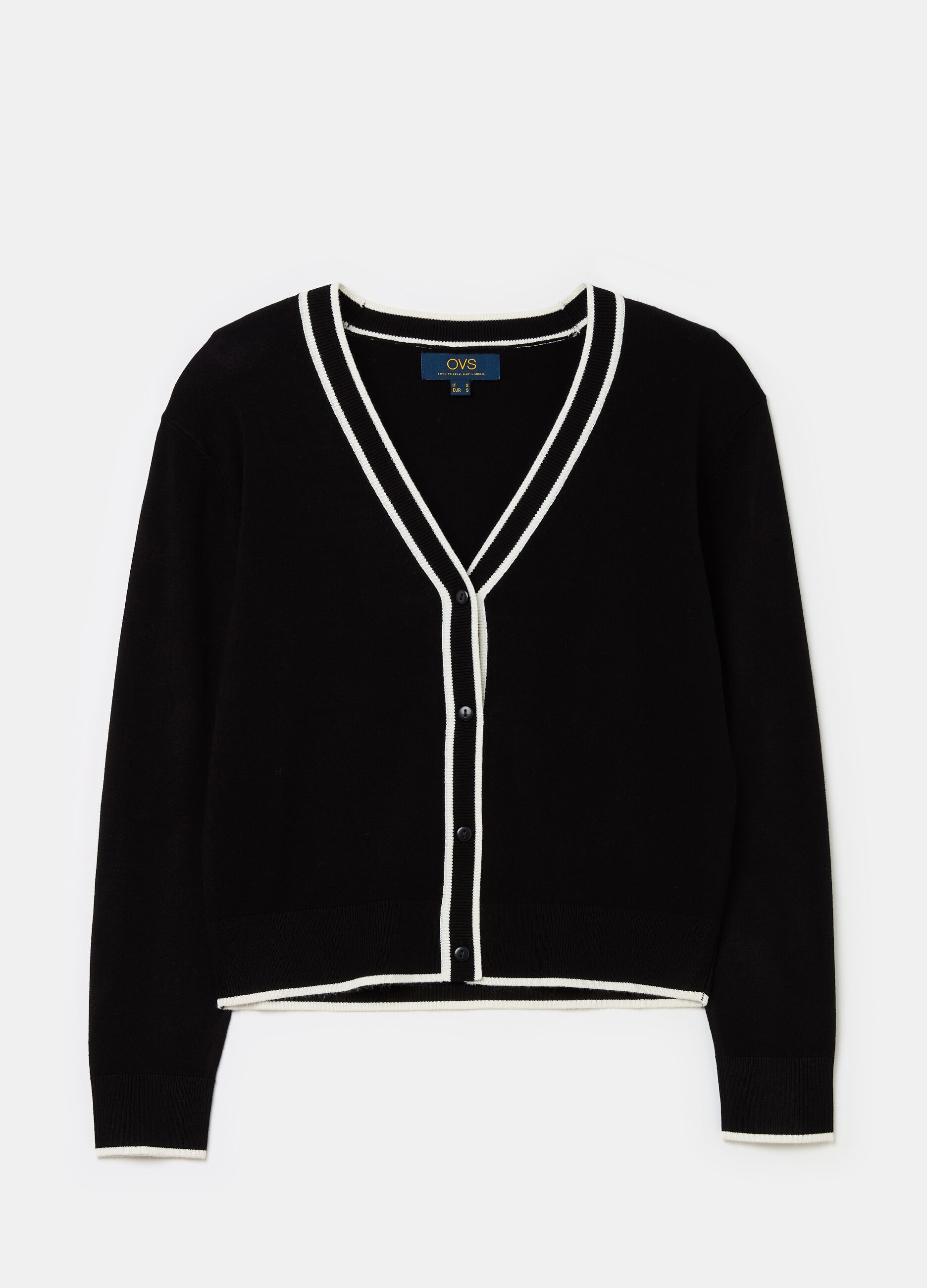 Cardigan with contrasting trim