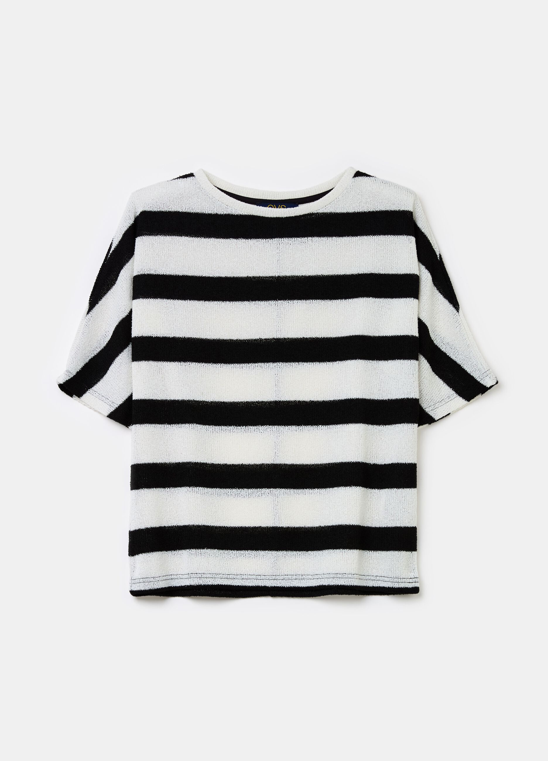 Striped T-shirt with elbow-length sleeves