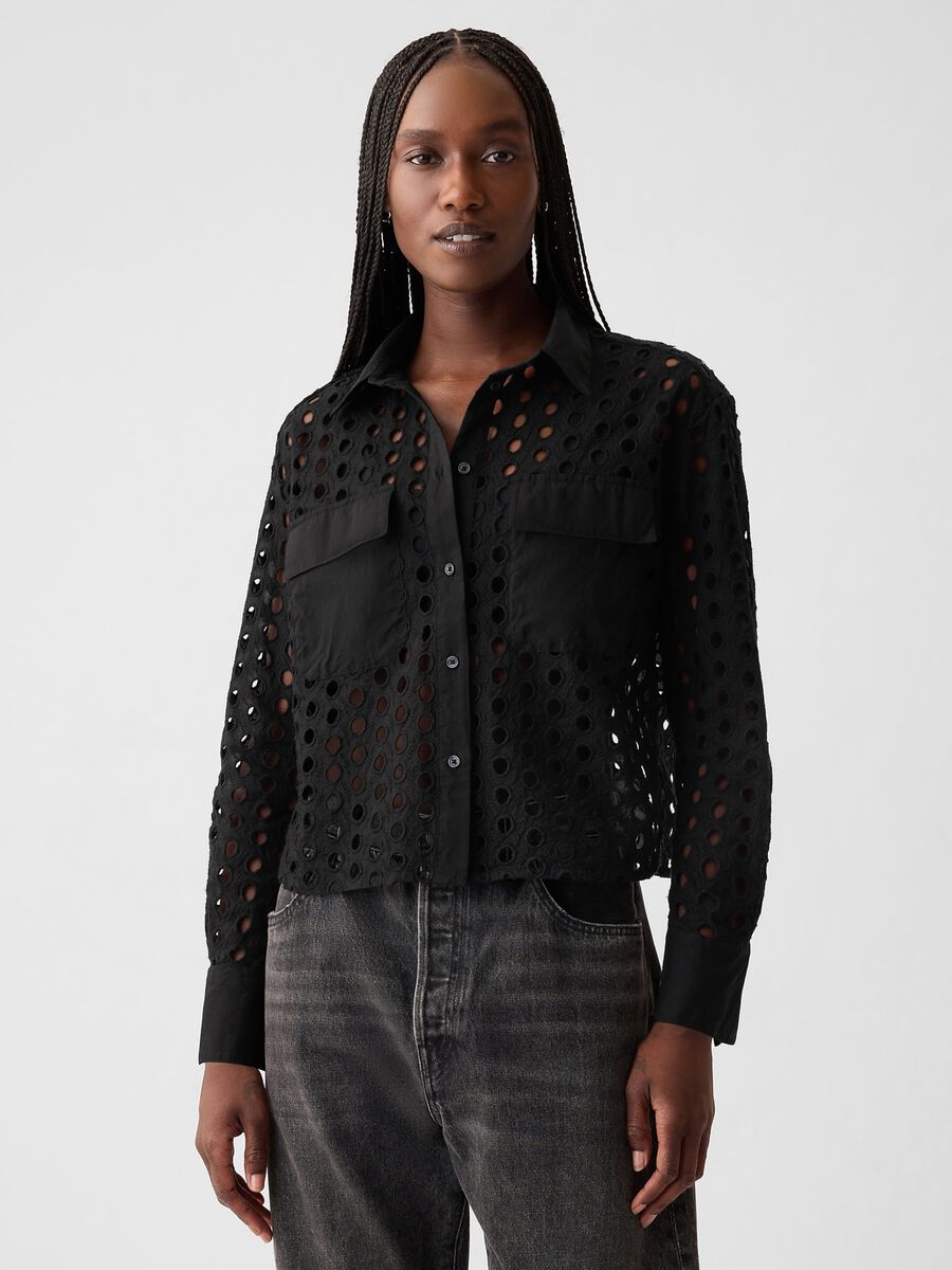 Cropped shirt with openwork details_1