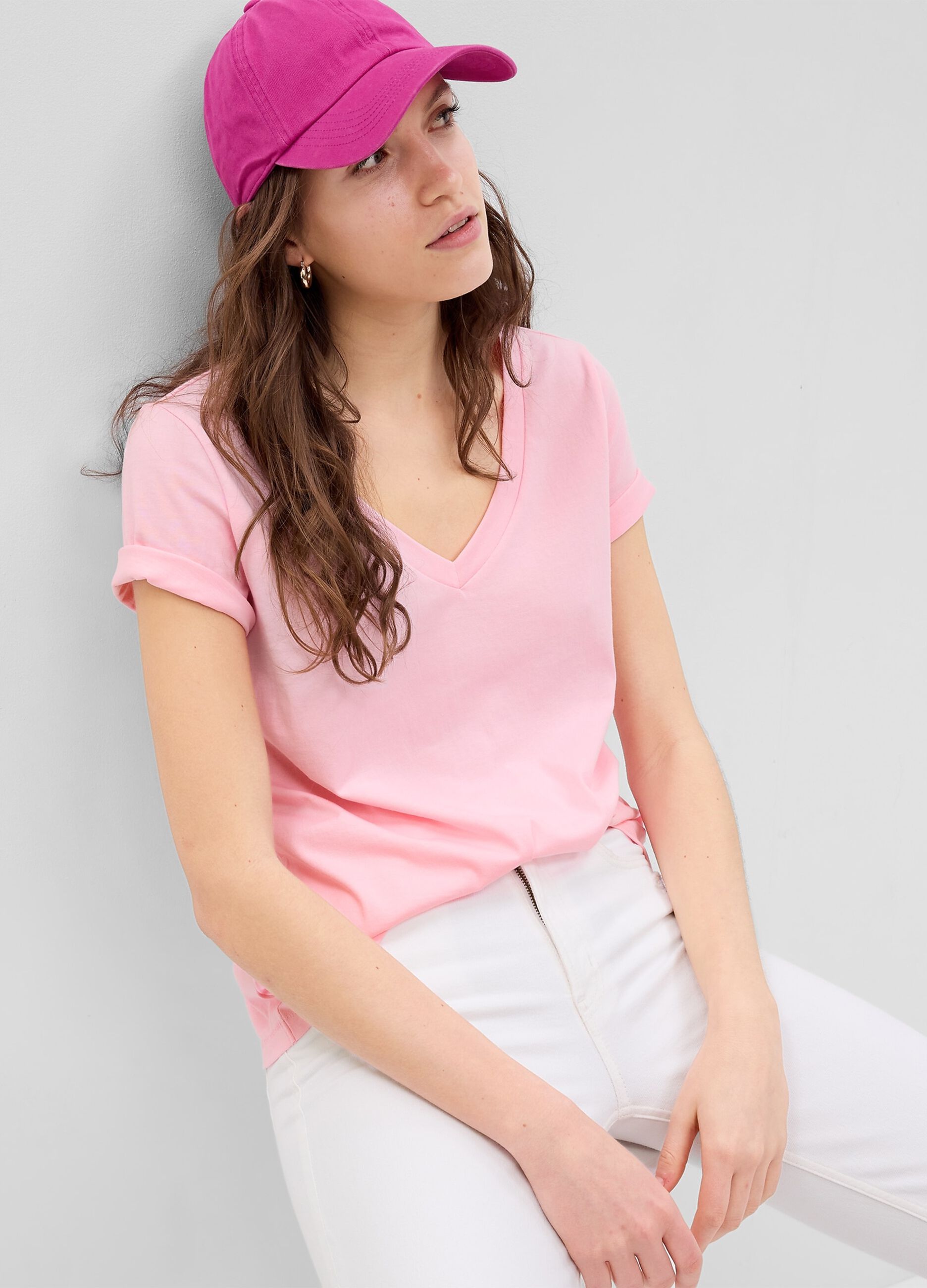 Ovs T-shirt in cotone bio con scollo a V