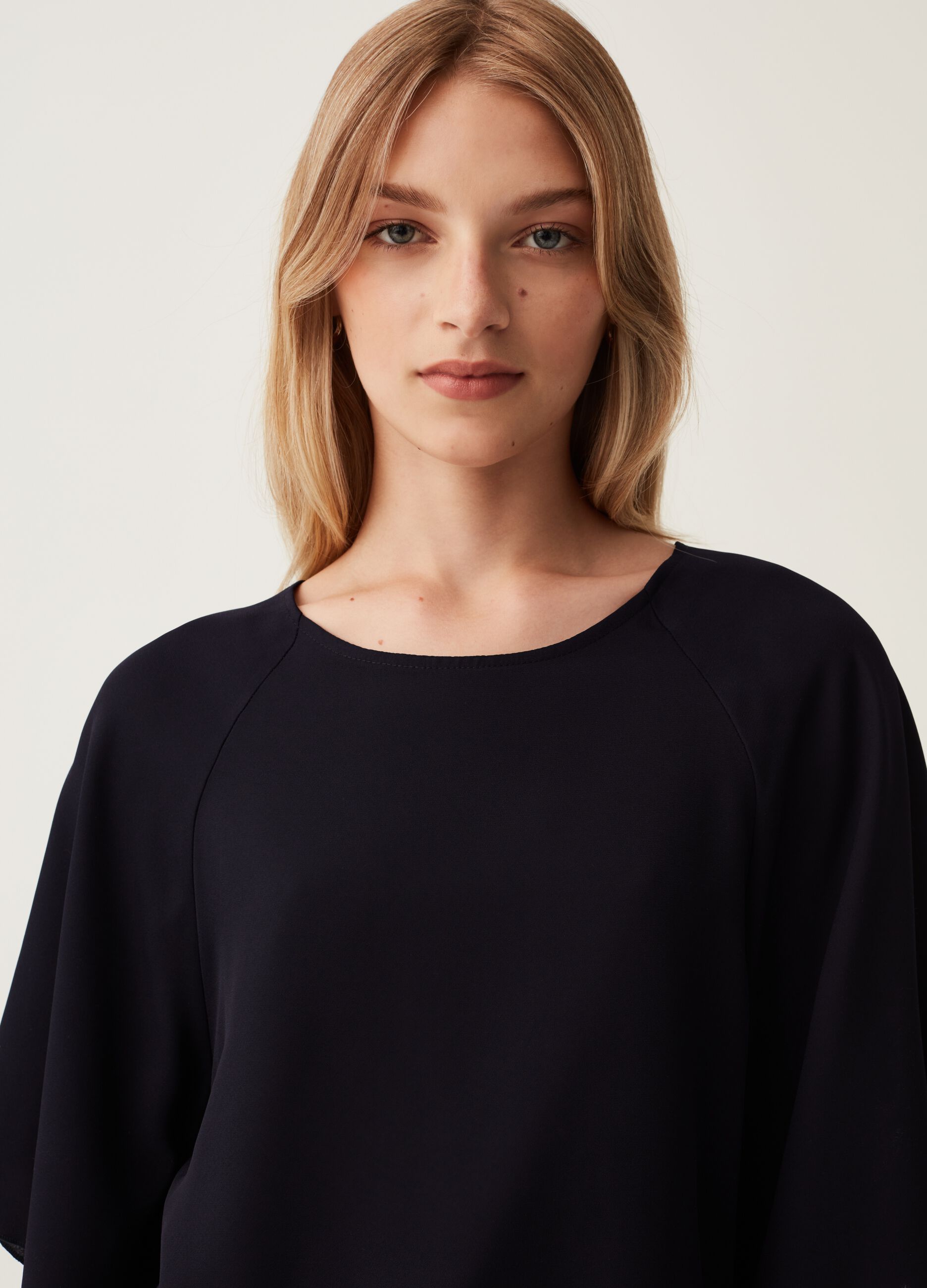 Georgette T-shirt with kimono sleeves