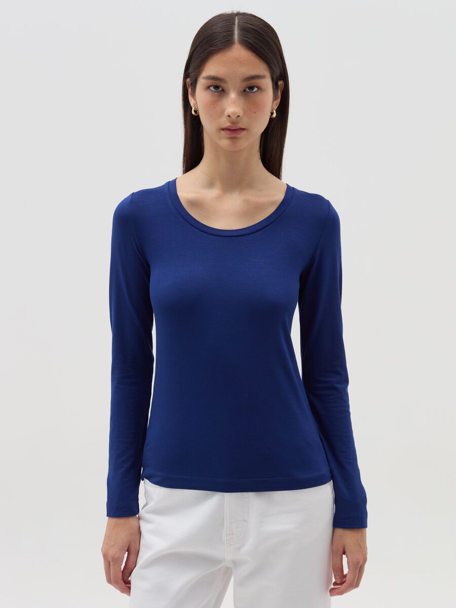 Long-sleeved T-shirt in stretch viscose_1