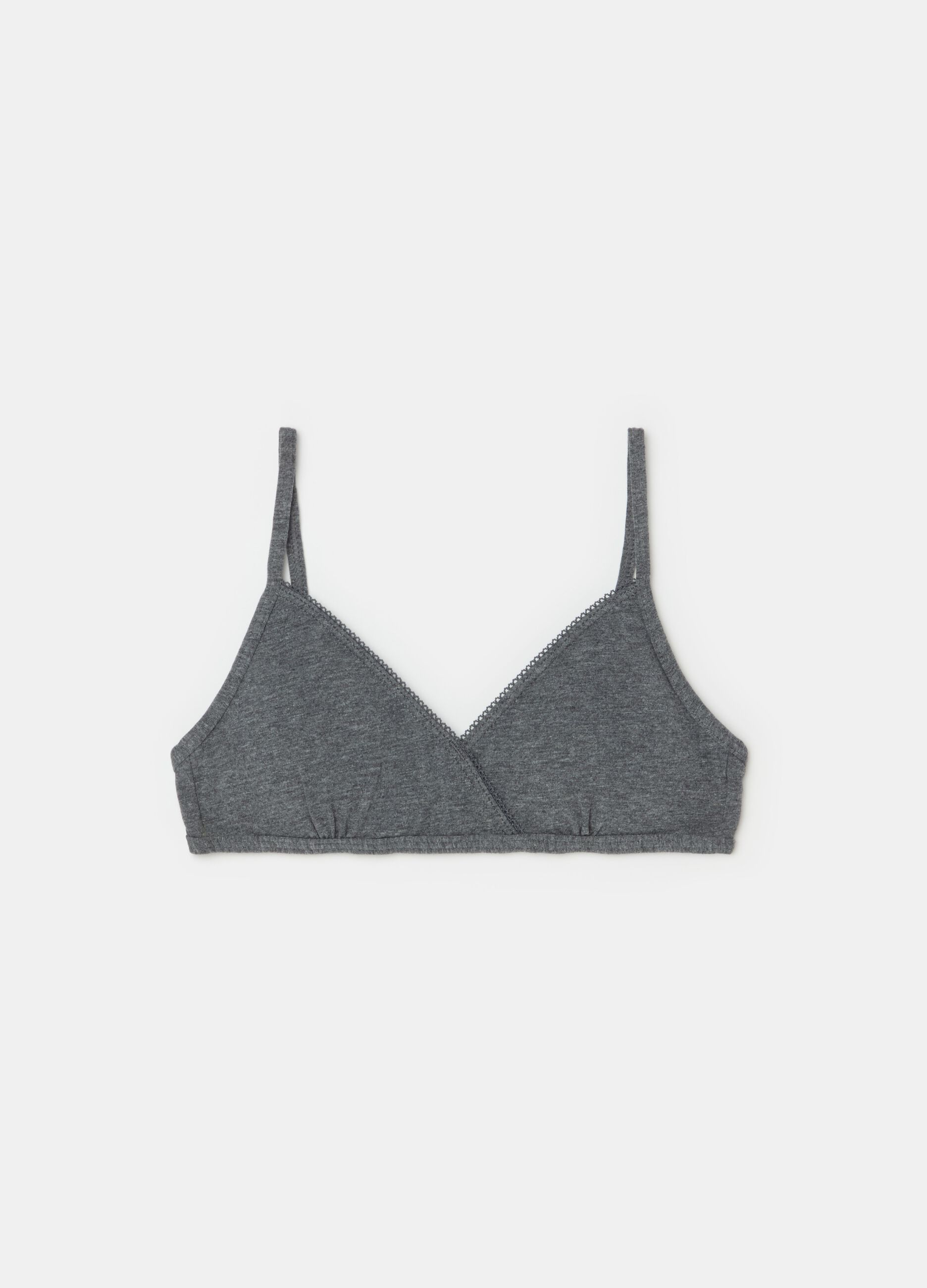 Semi-padded triangular bra