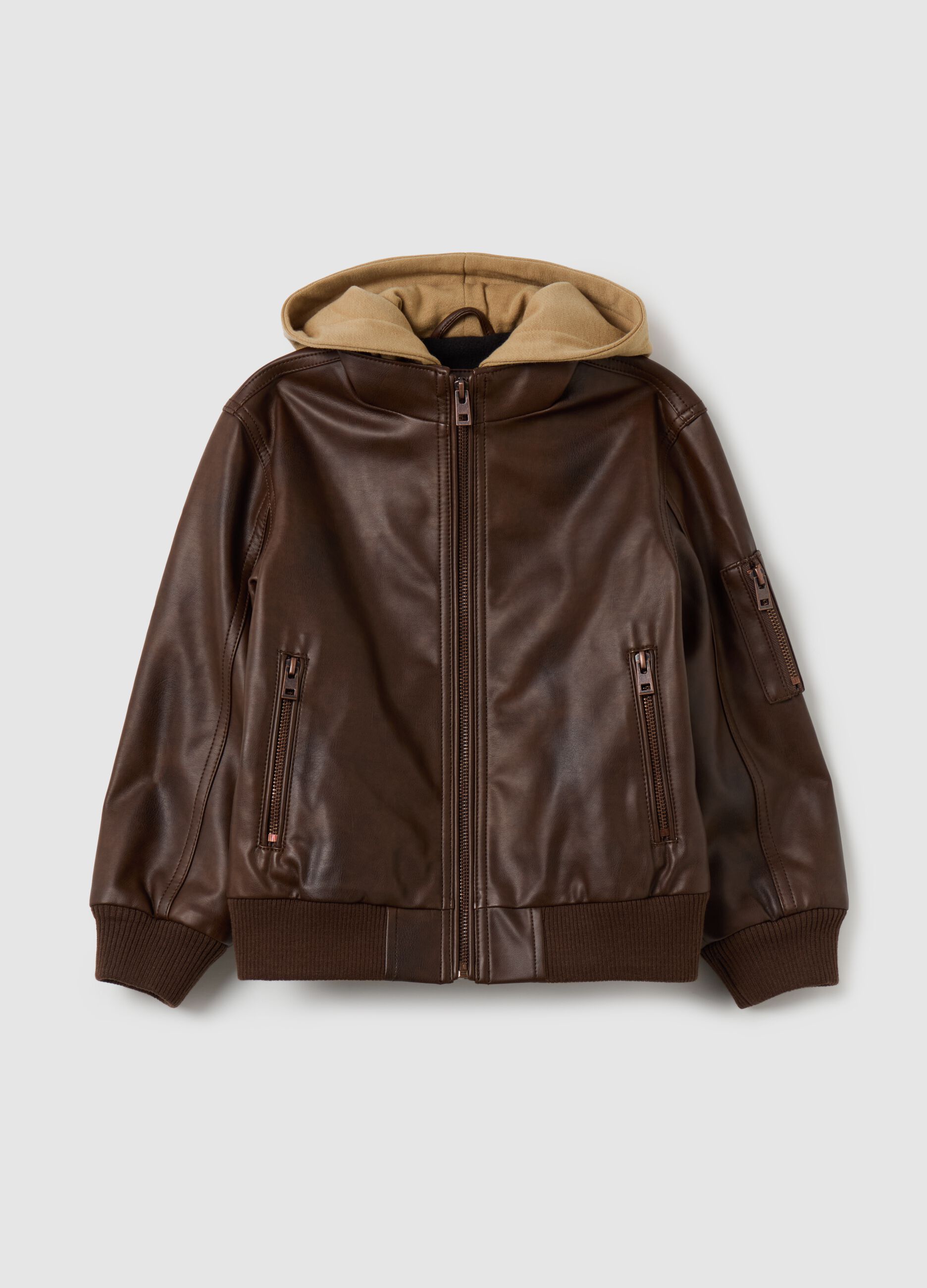 Bomber jacket with fleece hood