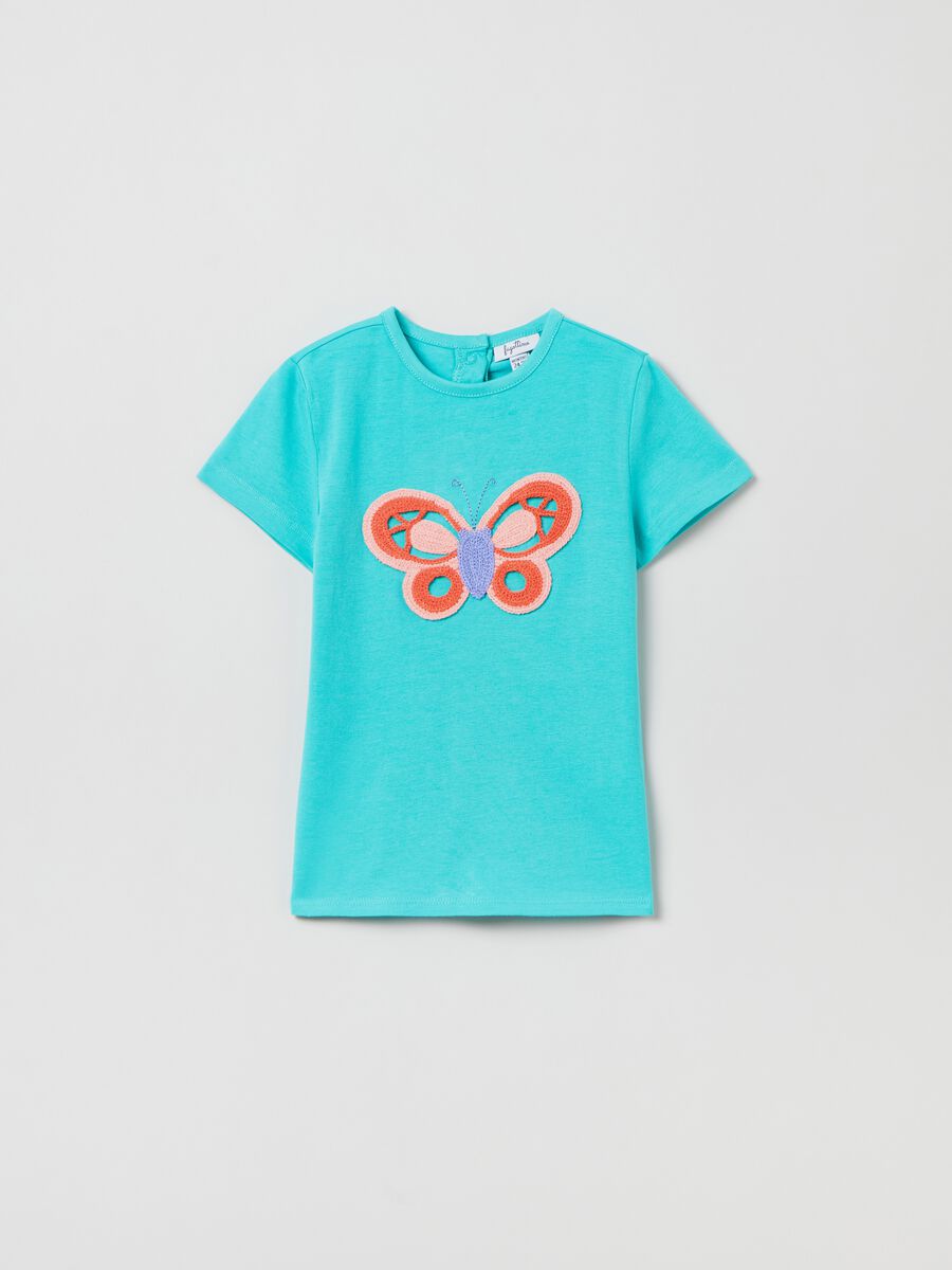 T-shirt with crochet butterfly_0