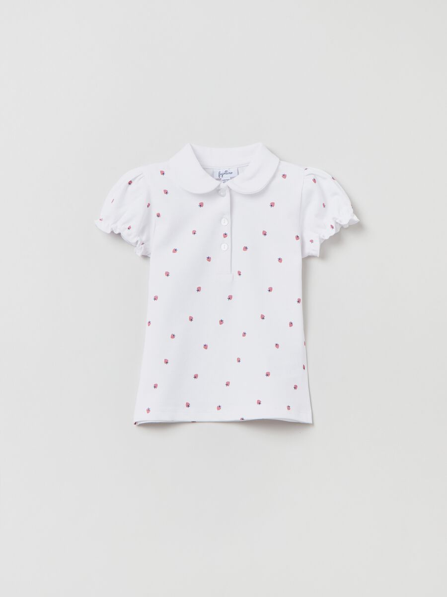 Pique polo shirt with strawberry print_0