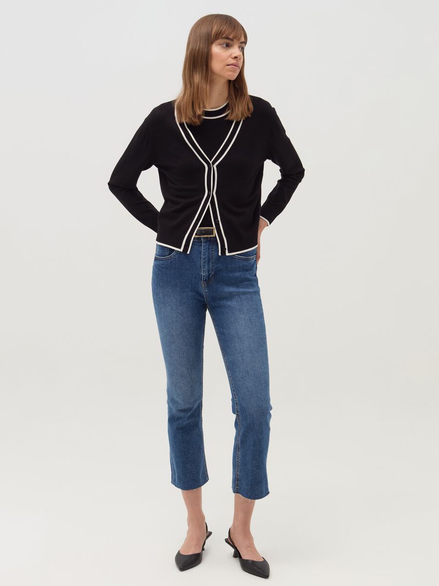 Cardigan with contrasting trim_0