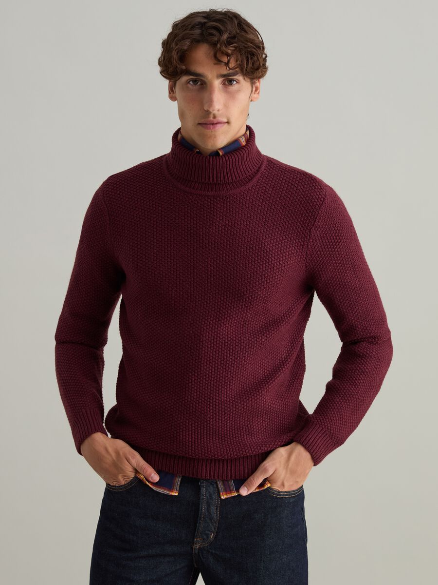 Knitted pullover with high neck_0