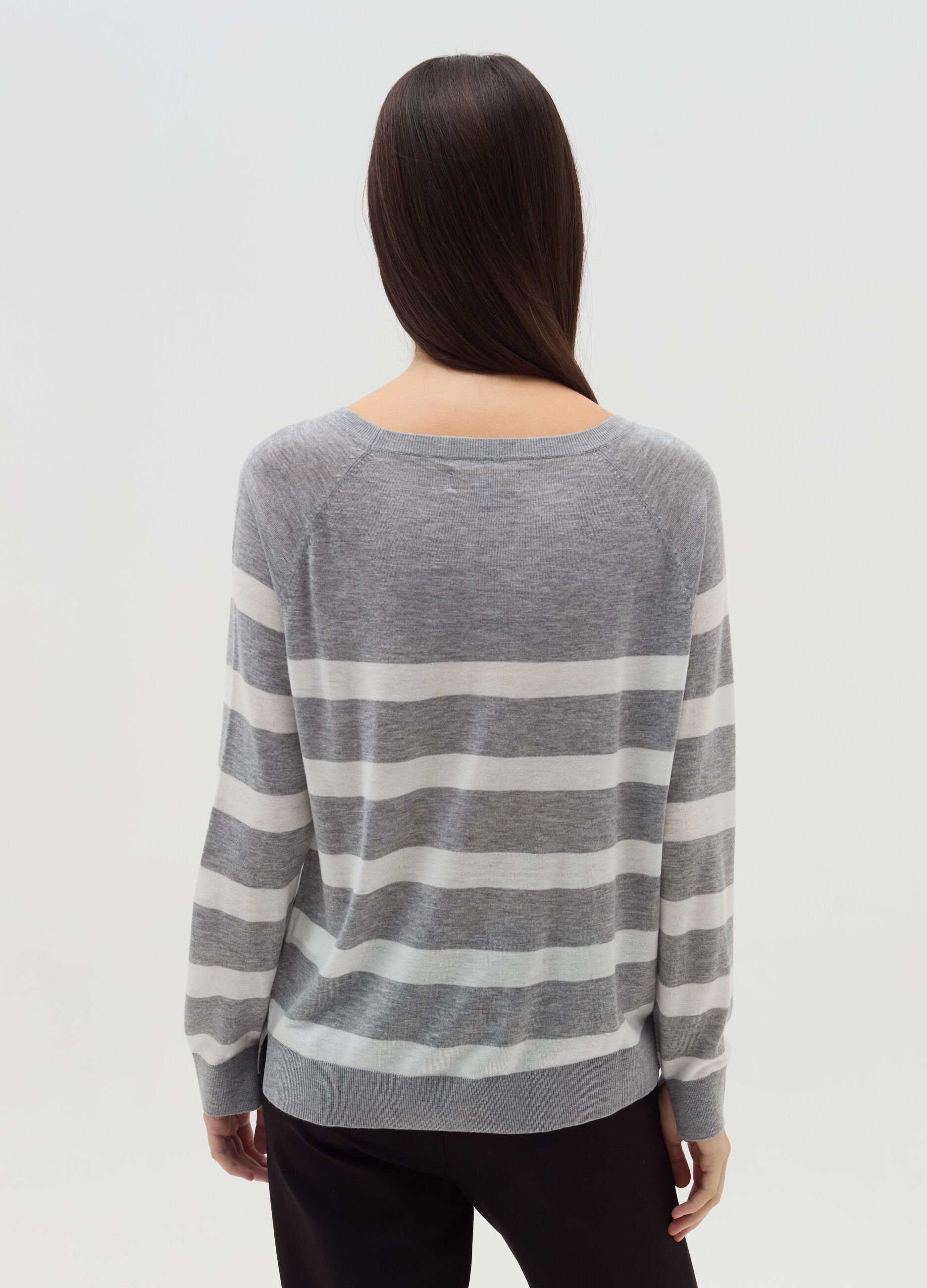 Striped top with raglan sleeves