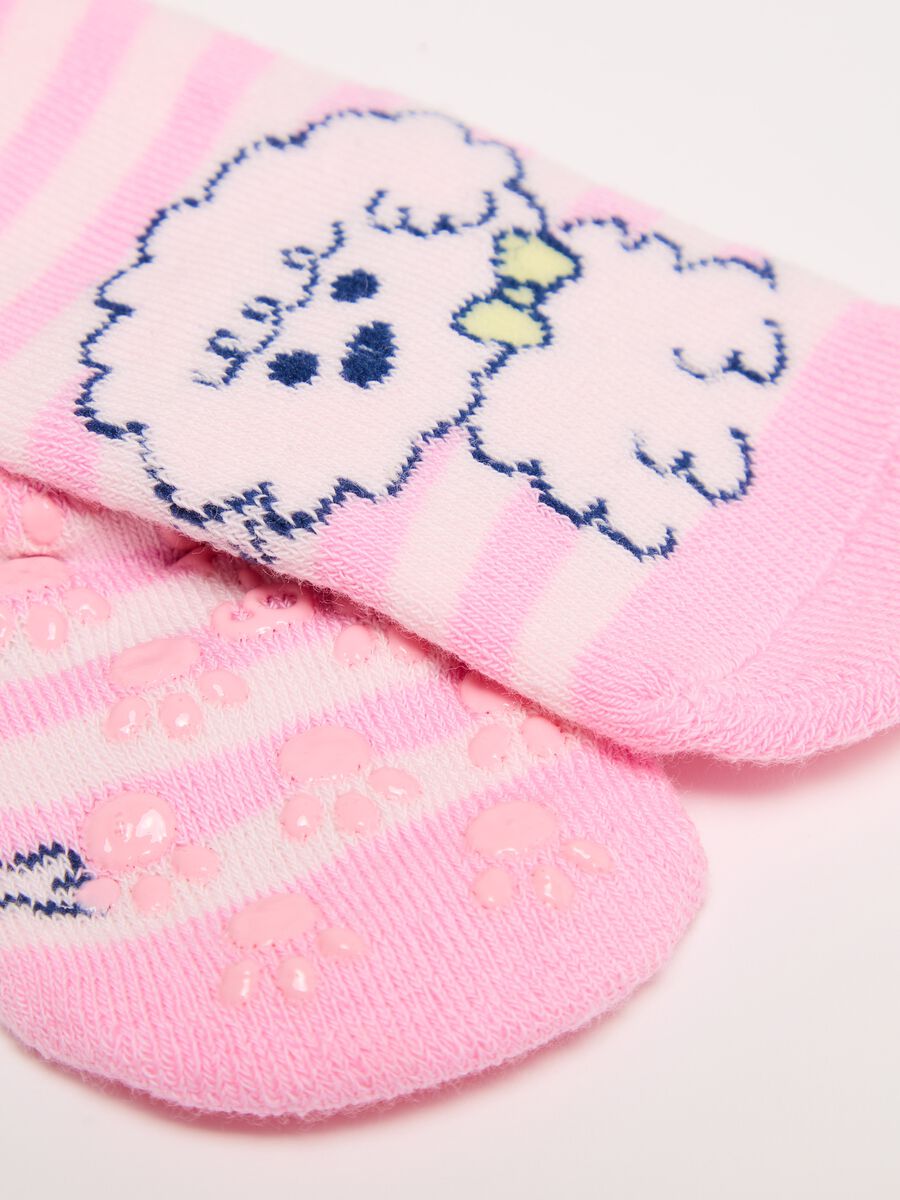 Two-pair pack slipper socks with puppies design_3