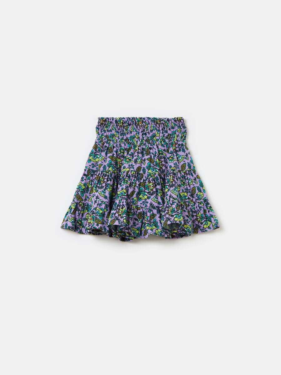 Floral tiered skirt in cotton_0