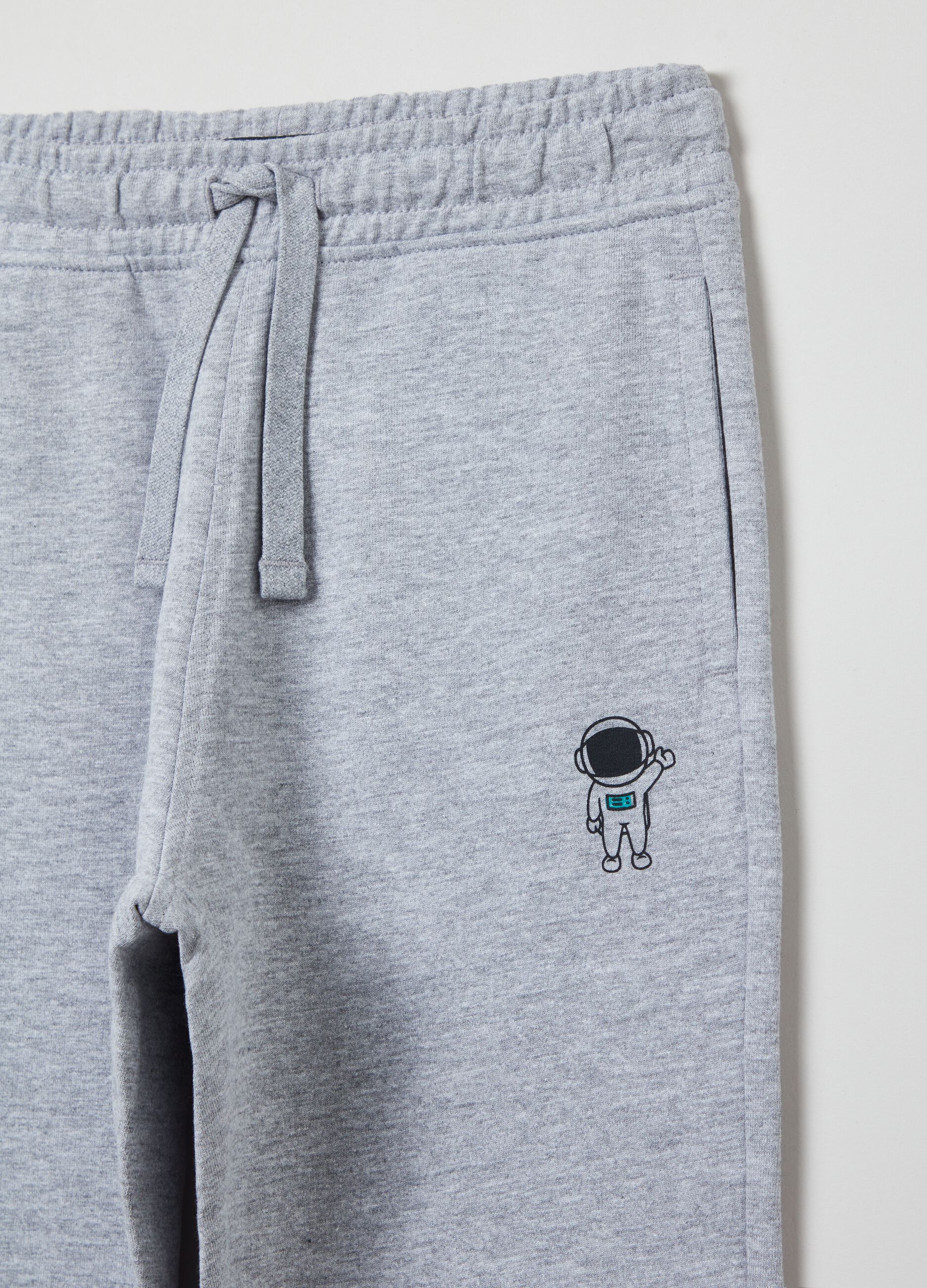 Plush joggers with drawstring and print