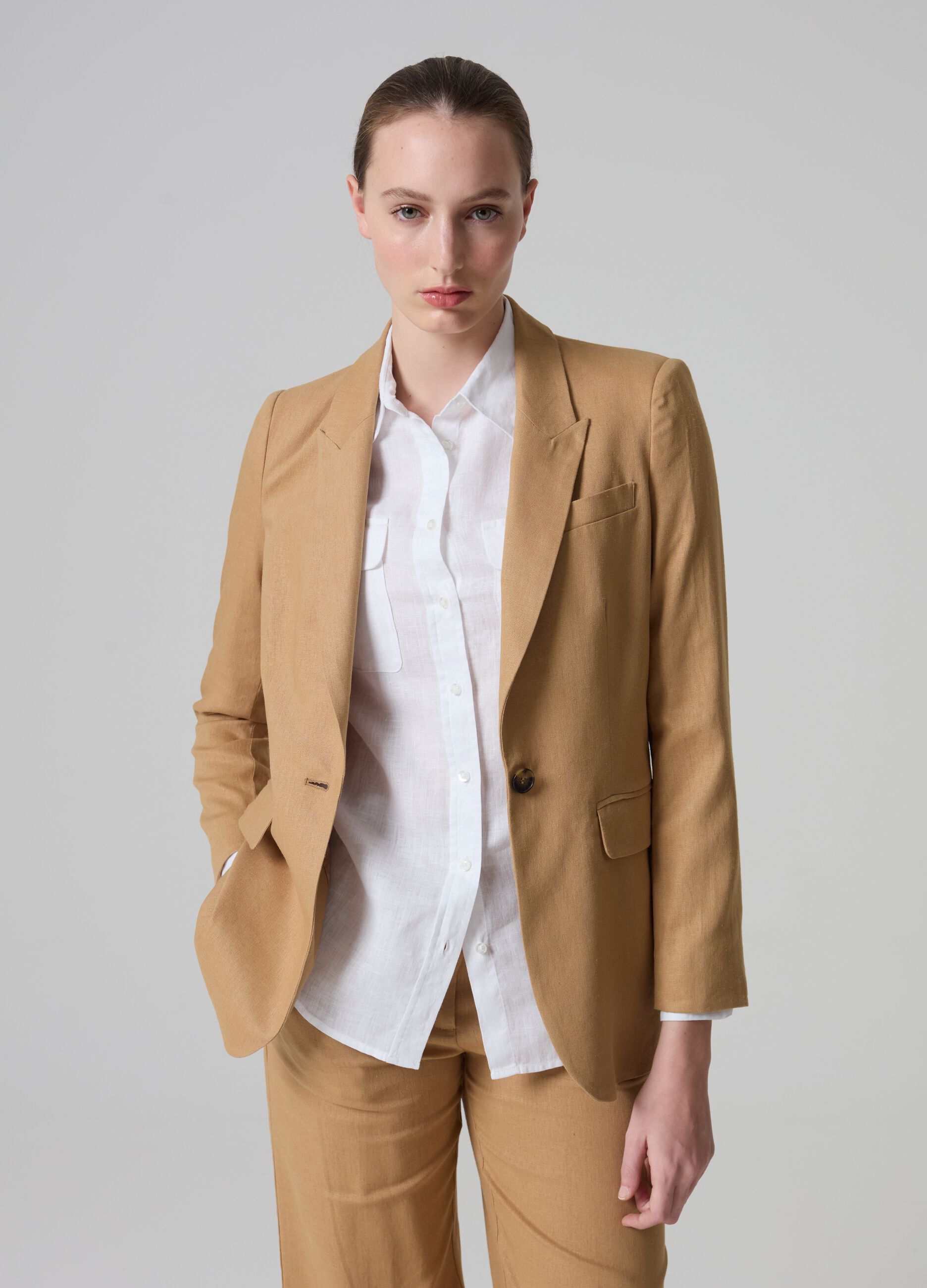 Ovs Blazer PIOMBO in lino e viscosa