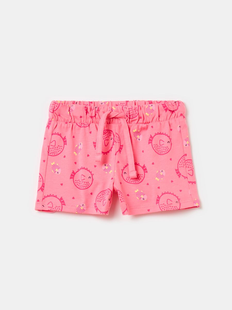 Jersey shorts with print and drawstring_0