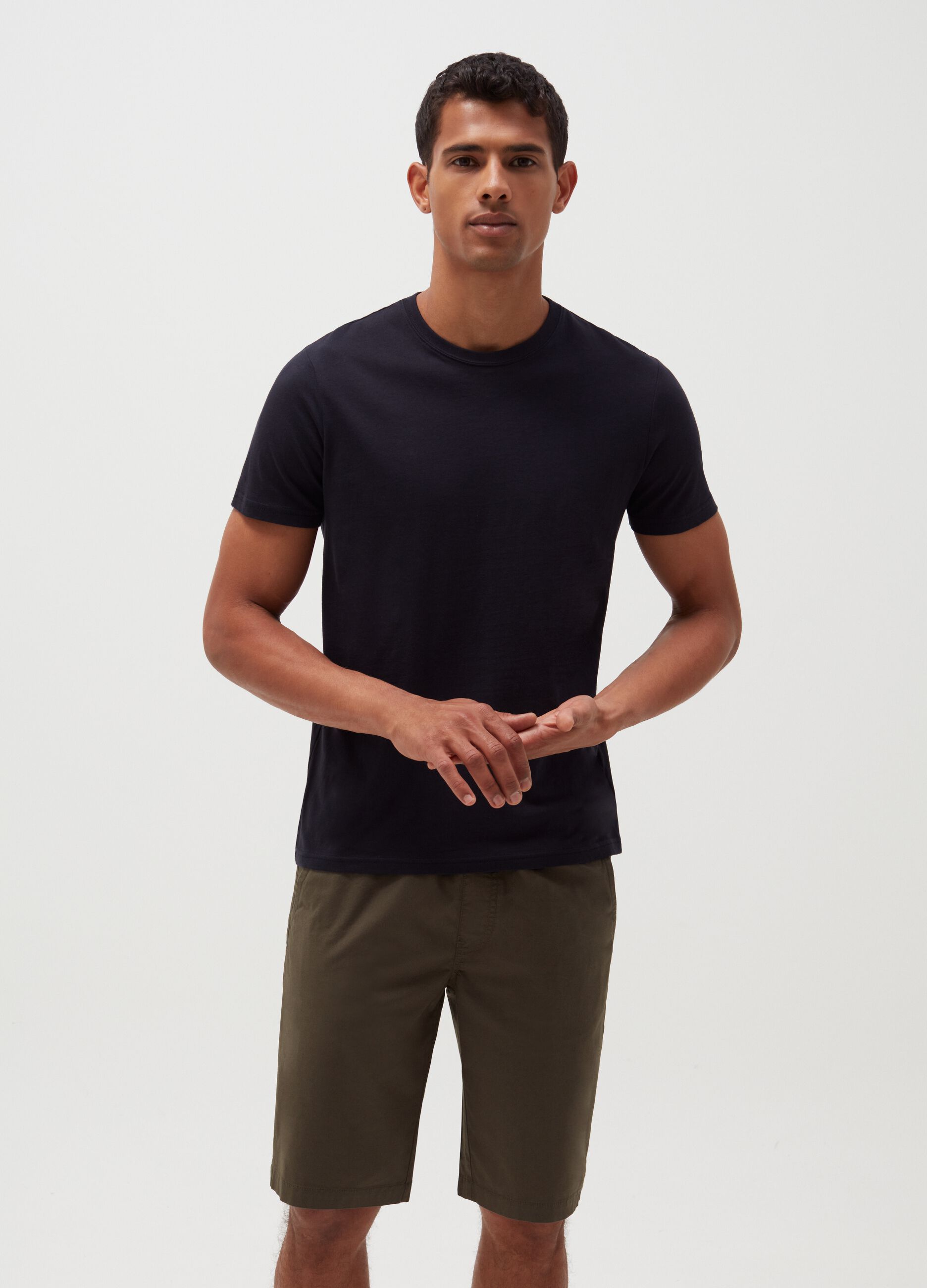 Chino Bermuda shorts in poplin with drawstring