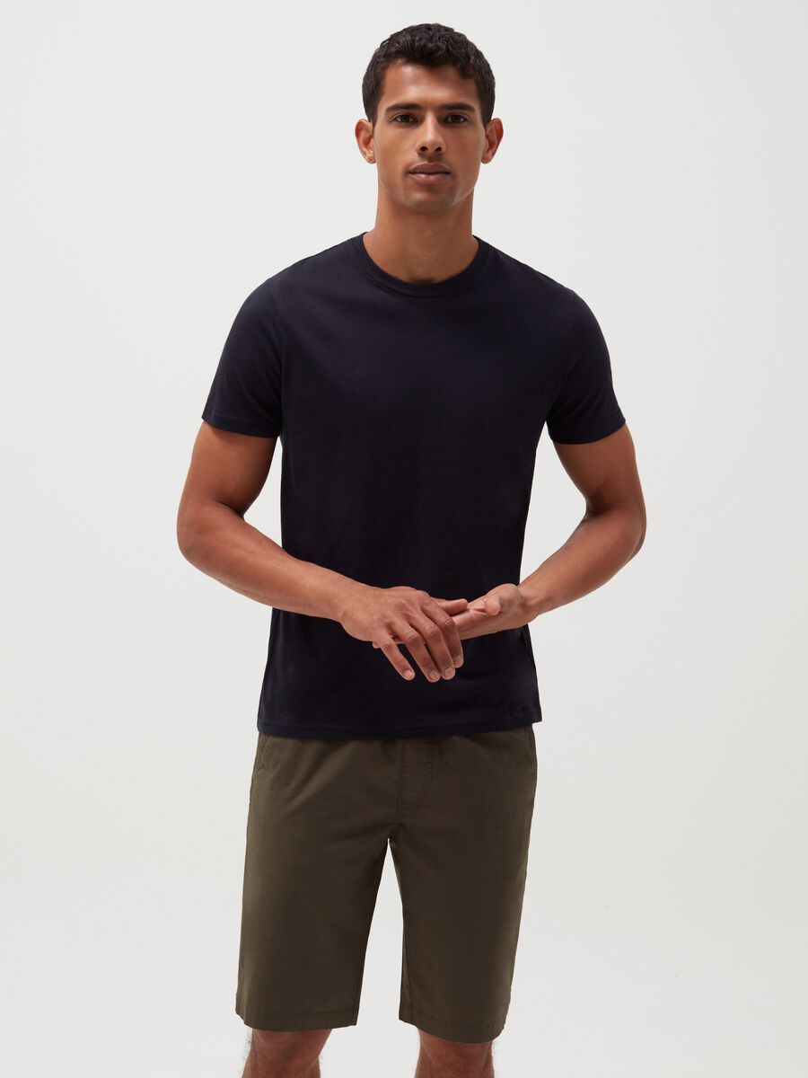 Chino Bermuda shorts in poplin with drawstring_0