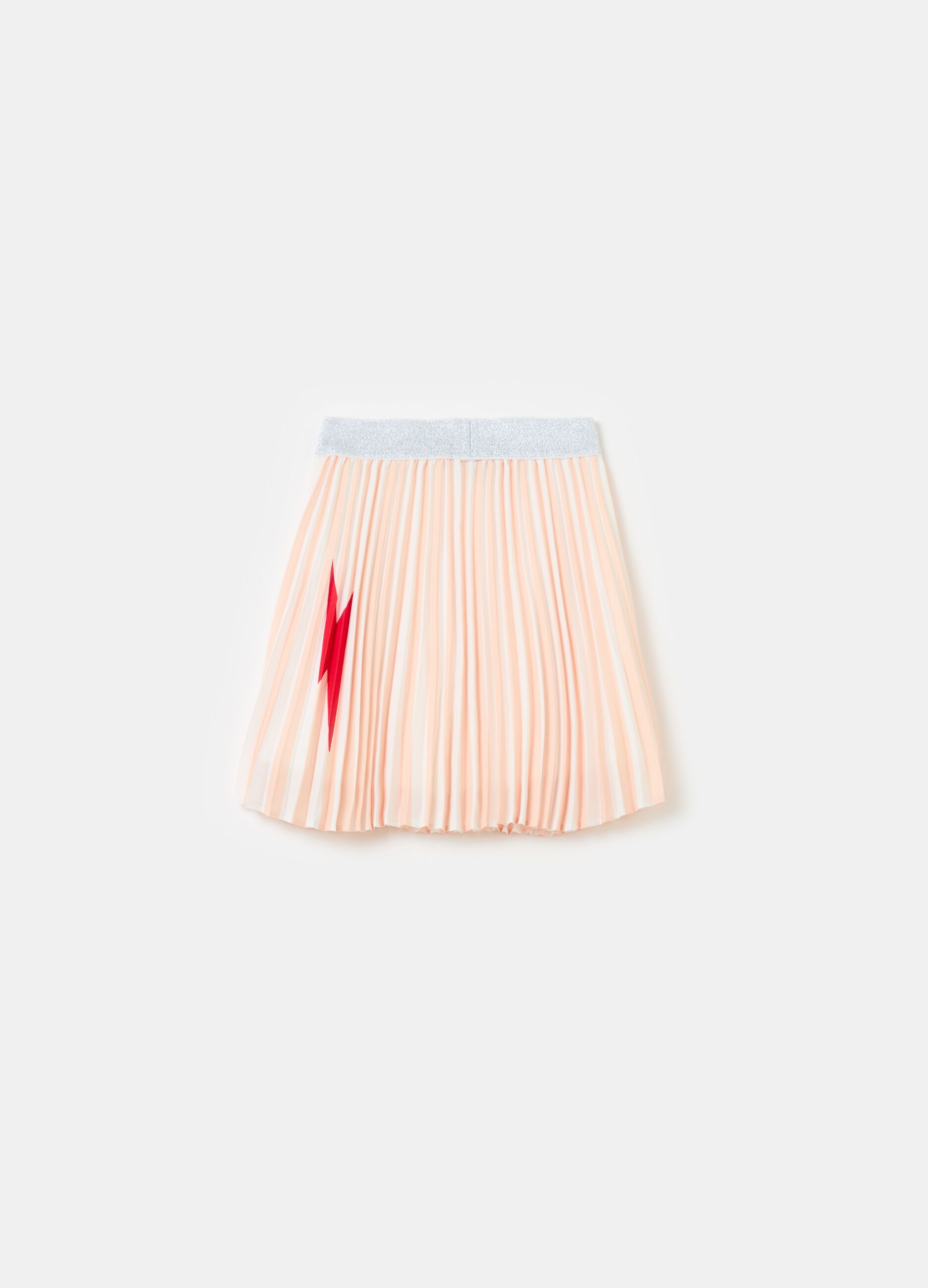 Pleated skirt with heart and star print