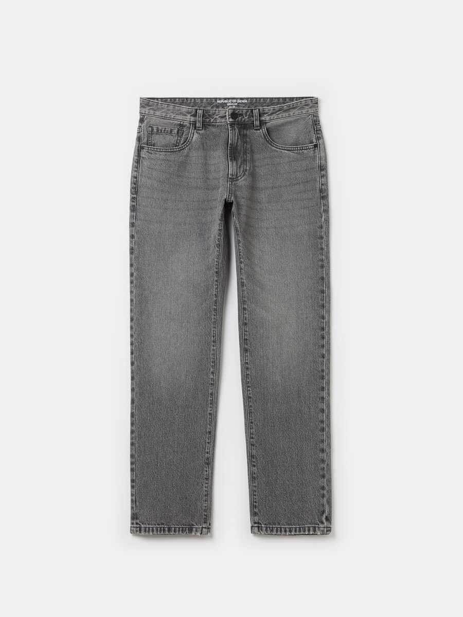 Regular fit jeans with discolouring_4