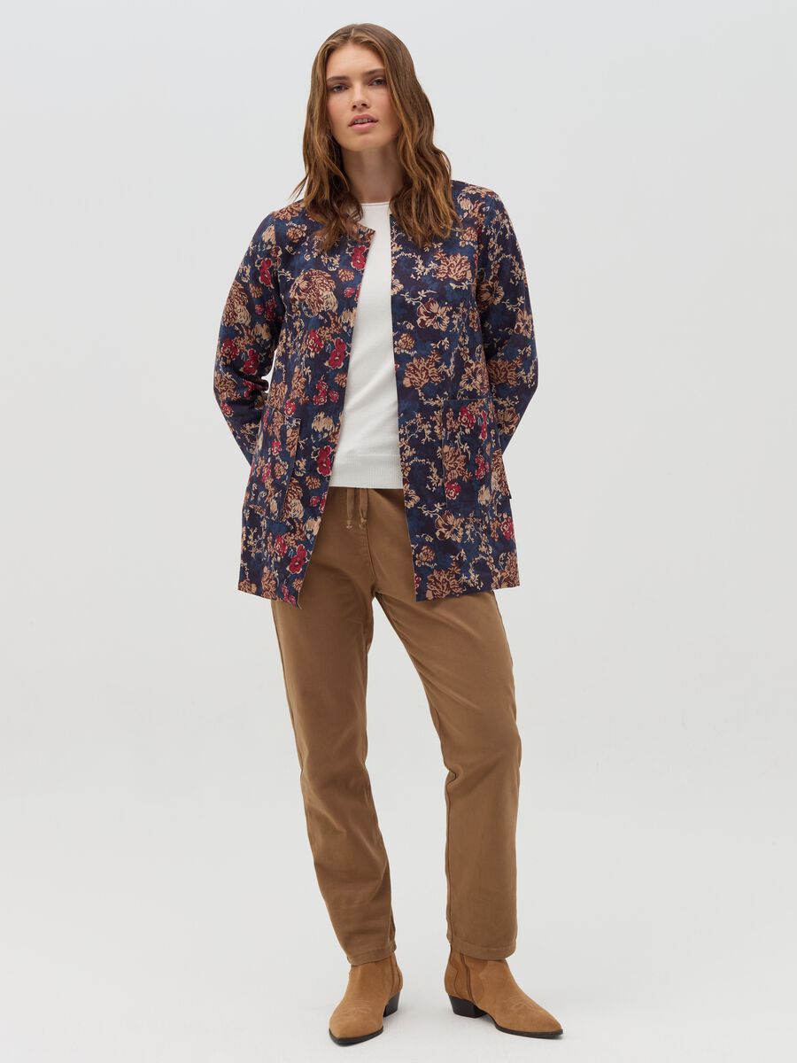 Open jacket with floral print_1