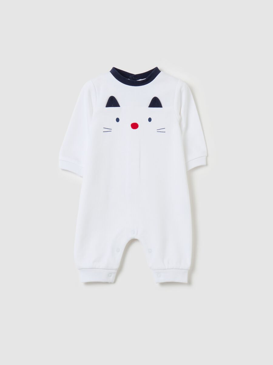 Organic cotton onesie with kitten print_0