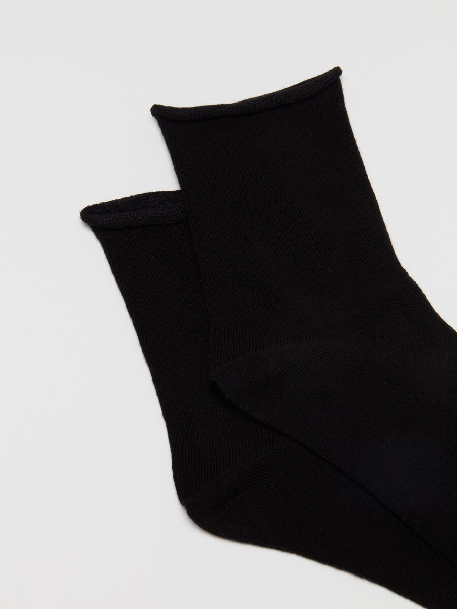 Two-pair pack short socks with rolled edging_2